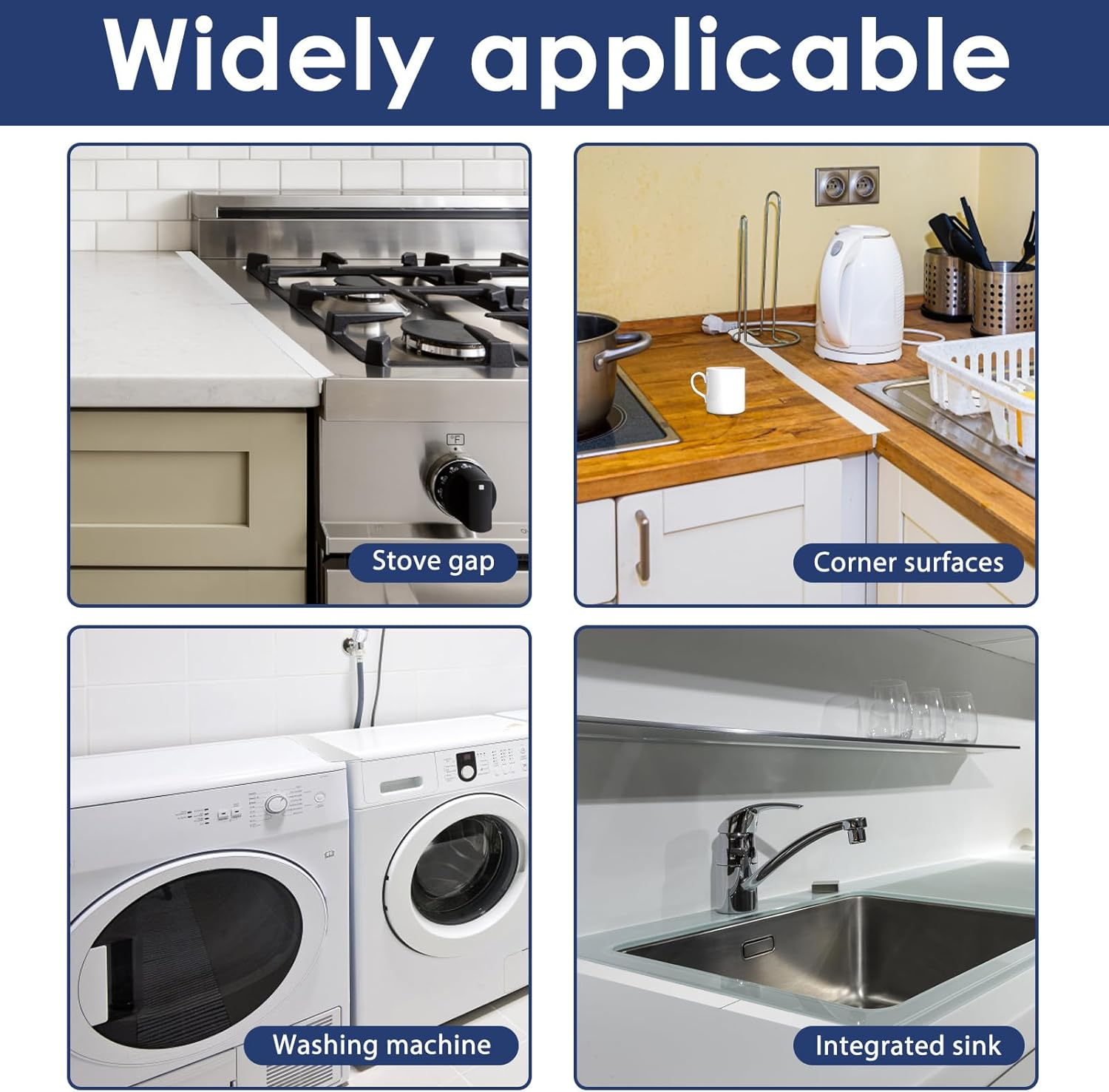 GOKENA 2 Pcs Stainless Steel Stove Gap Covers Kitchen Stove Gap Covers Kitchen Oven Gap Cover Heat Resistant Flexible Stove Side Gap Cover for Seals Gaps between Stovetop Oven and Counter image number 3