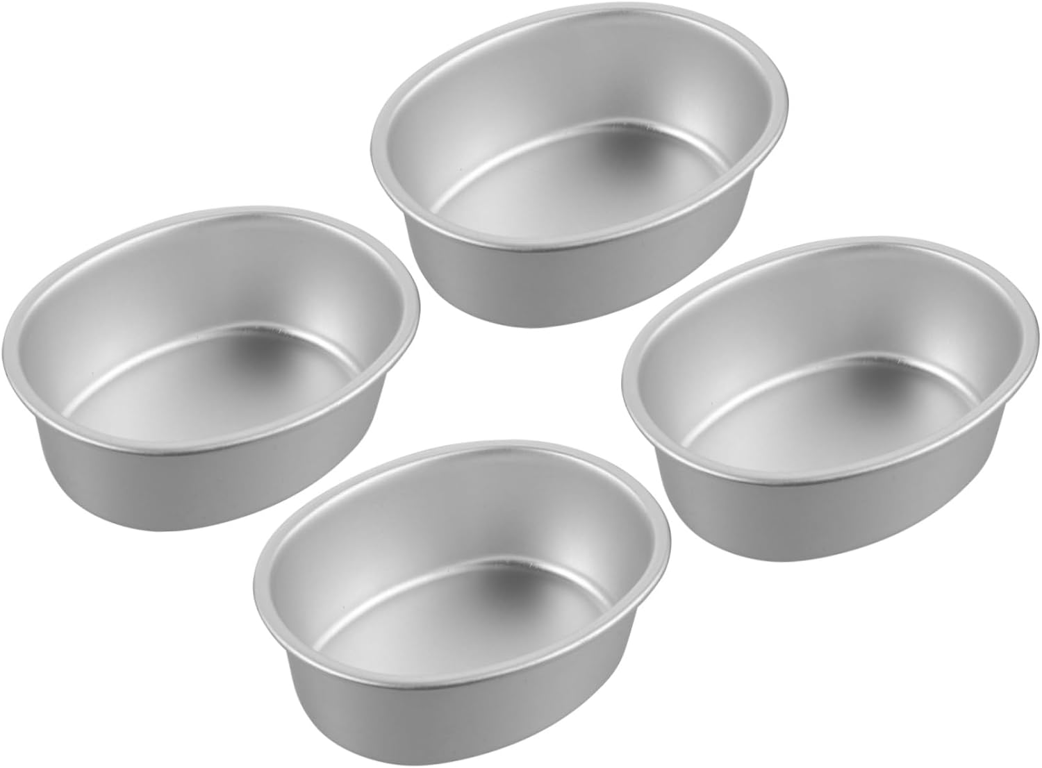 PHENOFICE 4Pcs Aluminum Alloy Cake Pans Non-Stick Baking Molds Oval Metal Cheese Cake Pans Sturdy Bakeware Set for Kitchen Baking image number 3
