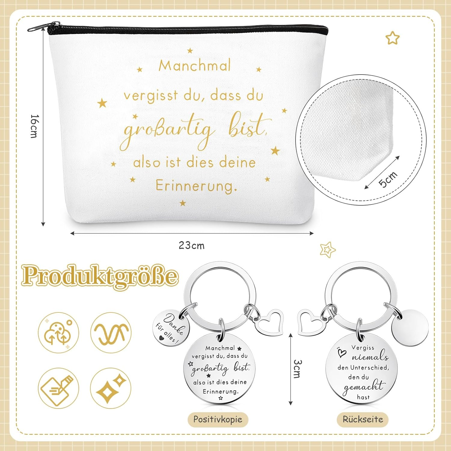 Xuniea 3-Piece Leaving Gift for Colleague Thank You Gifts Set Inspirational Cosmetic Bag Keyring Colleagues Thank You for All Socks Gift for Leaving Retirement Job Change, White, Fashion