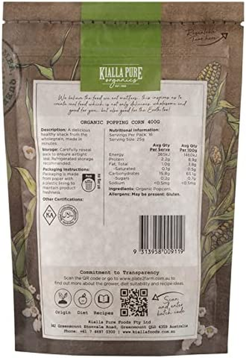 Kialla Pure Organics Organic Popping Corn, 400 G image number 2