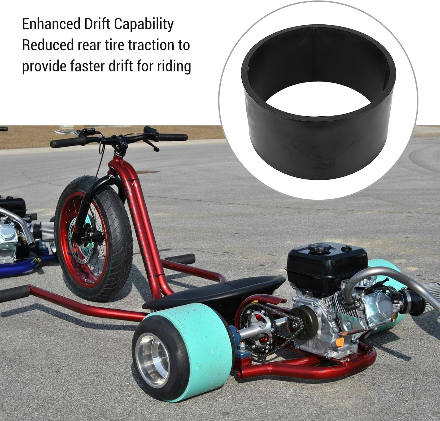 11X7.10-5 PVC Plastic Tire Sleeve, Go Kart Tire Sleeve Drift Ring Replacement for Drift Trikes, Go-Karts, Drifting Scooter, Drifter Wheel Hub Accessories, Easy Installation image number 4