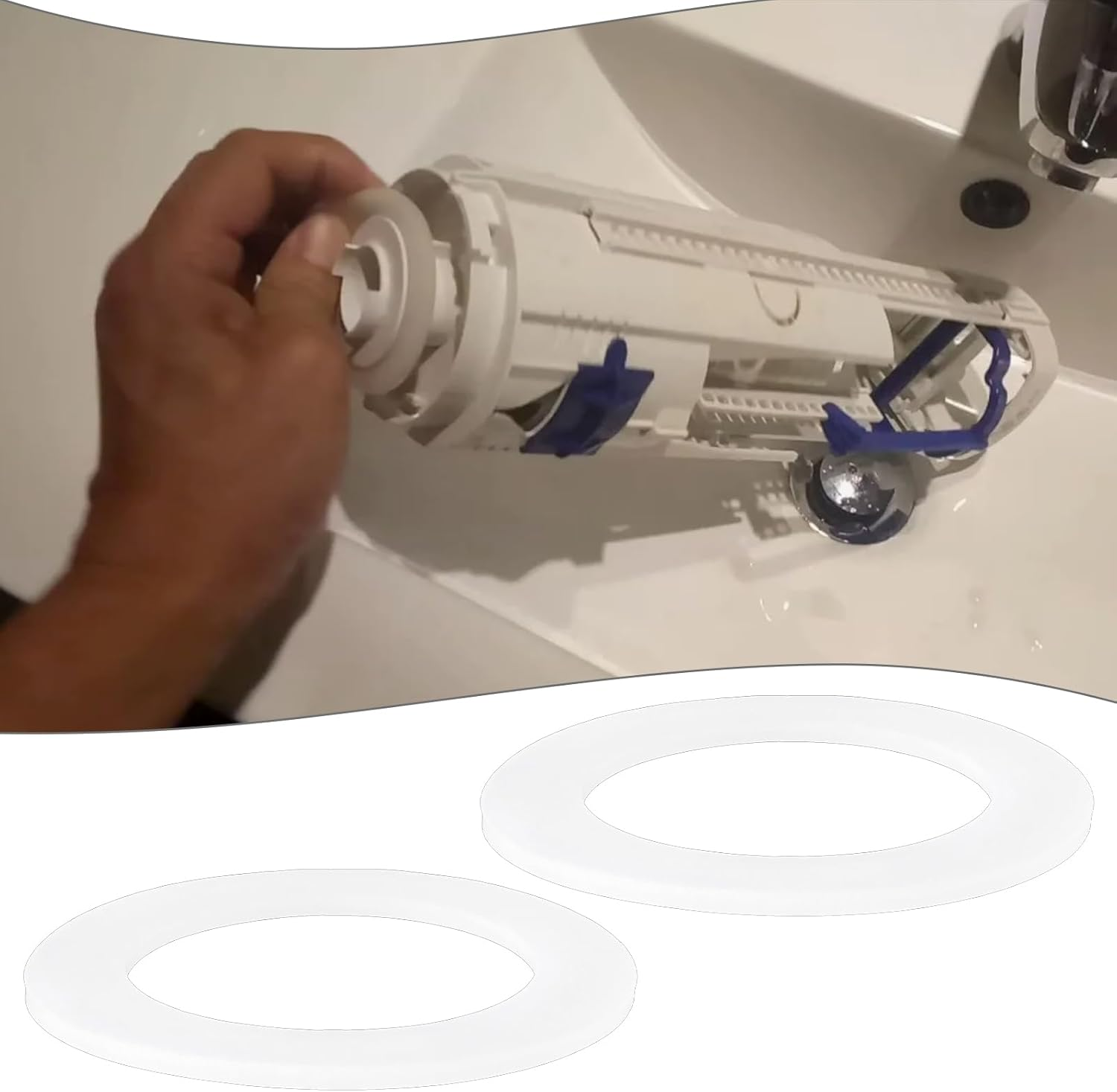 2 Pcs Silicone Flushing Valve Base Sealing Gasket Toilet Water Tank Seal 80X54X3Mm Compatible with Toto THU440-A THU451 10A-A White image number 2