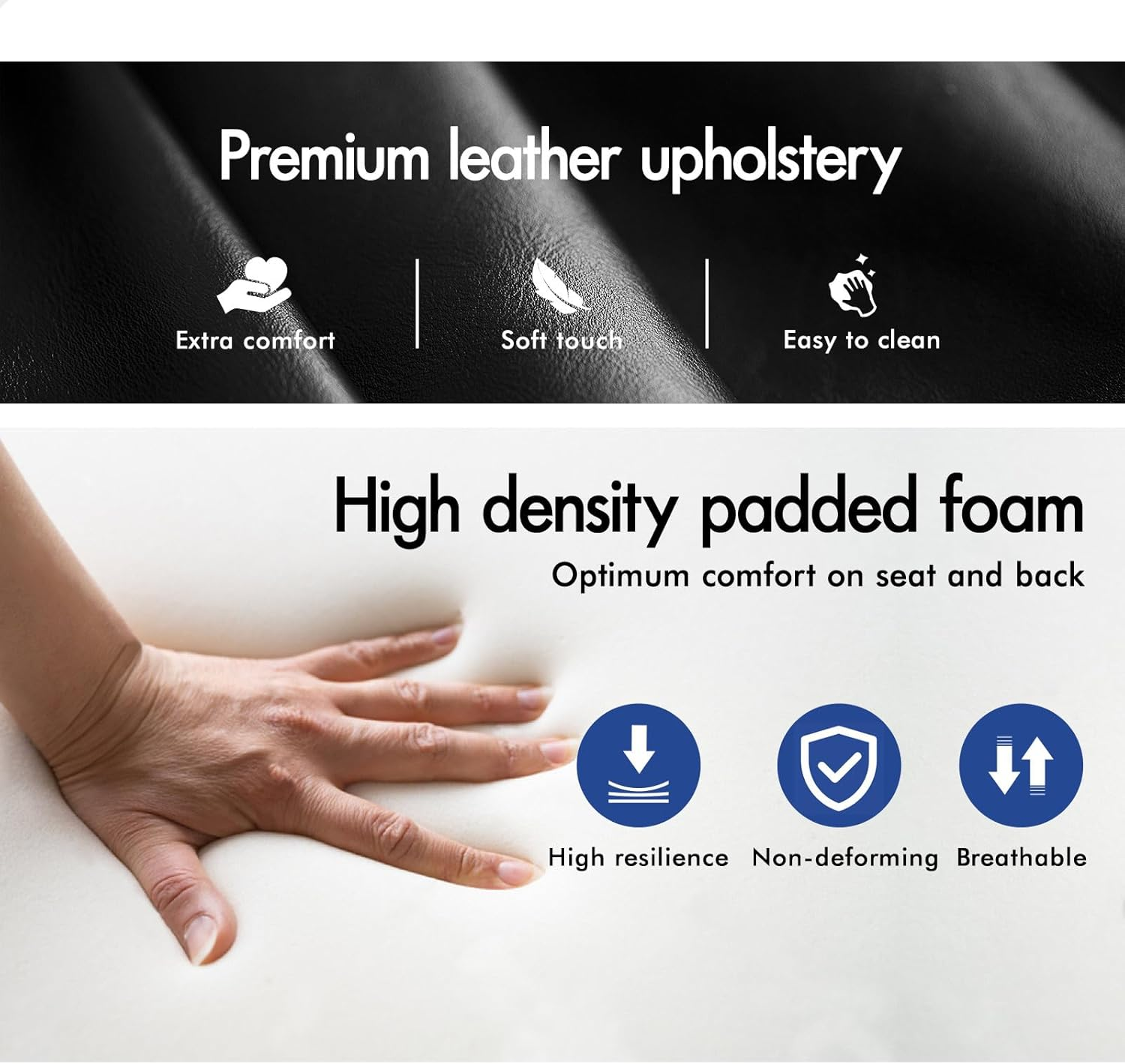 ALFORDSON Wooden Armchair with PU Leather Upholstery Cushion, Accent Chair with Solid Wood Frame Wooden Armrest, Lounge Sofa for Reading Bedroom Living Room, 180KG Capacity, Black - Udele All Black image number 2