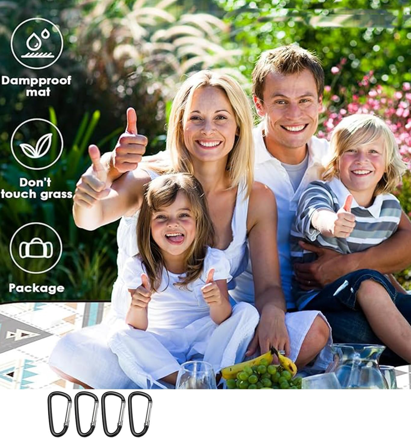 Portable Picnic Mat,Upgraded Thickened Waterproof Anti-Tear Outdoor Blanket, Soft Skin-Friendly Camping Mat for Family Camping, Beach, Park Picnic（200X220Cm Car+Tree ） image number 1