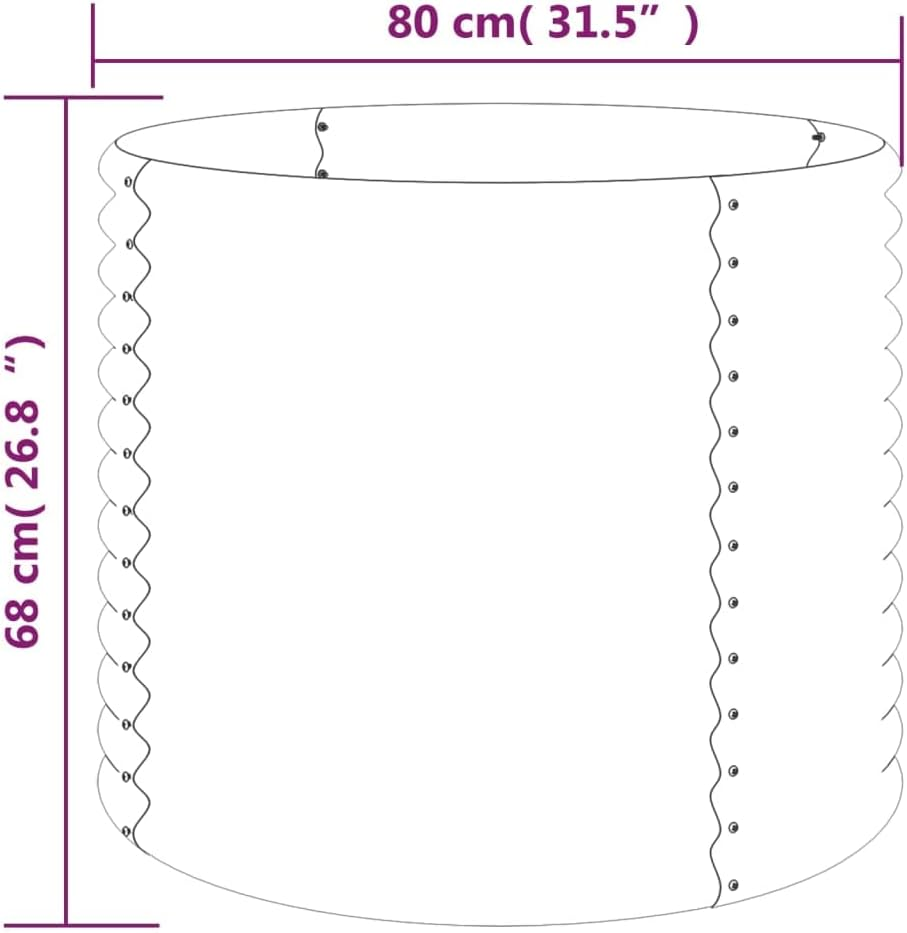 Round Shape Garden Planter Powder-Coated Steel 80X80X68 Cm Silver image number 3
