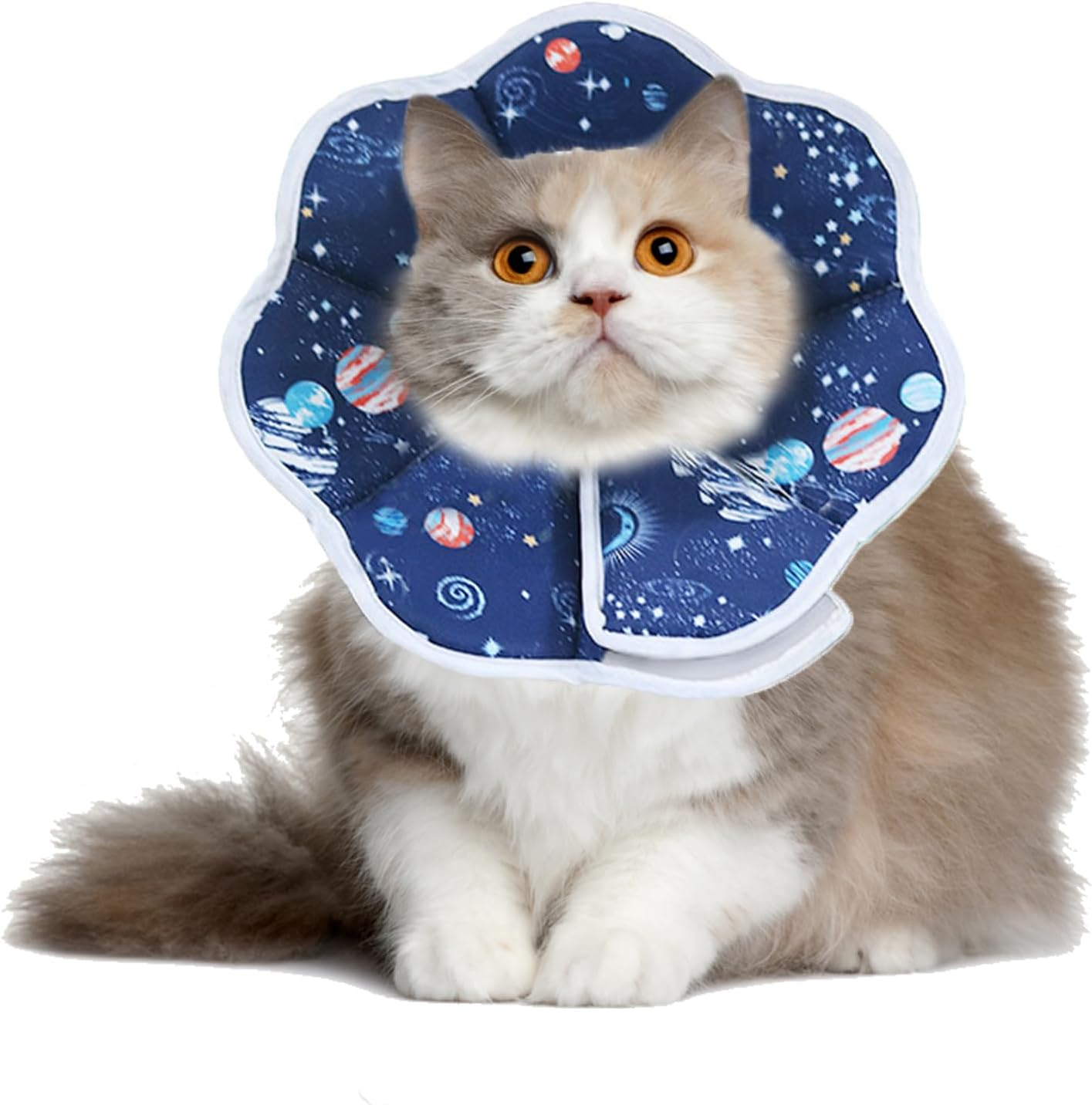 Hzqzaoan Soft Cat Recovery Collar, Protective Adjustable Pet Cone Collar - Cat Cone for after Surgery Soft Adjustable Lightweight for Kitten Prevent from Licking Wounds, Not Block Vision (Blue, S) image number 5