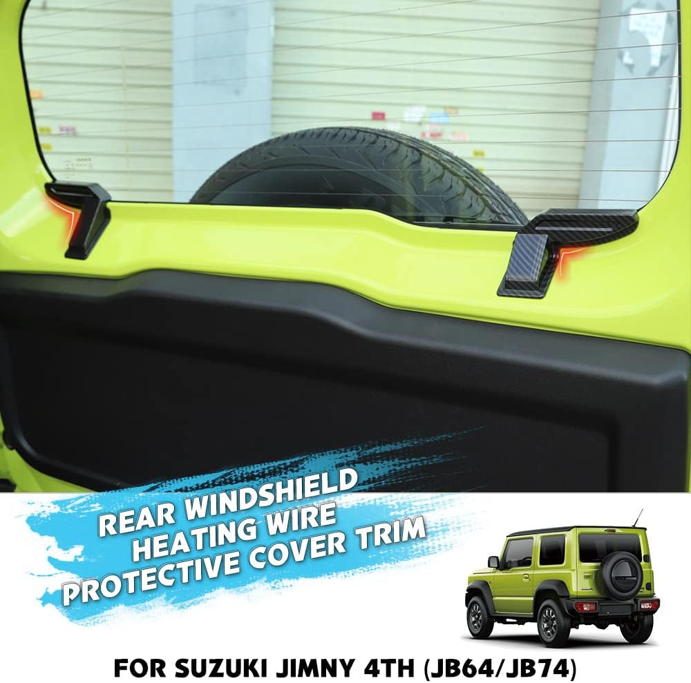 2Pcs Carbon Fiber Style Rear Windshield Heating Wire Protection Cover Fit for Suzuki Jimny 2019-2023 JB64 JB74 image number 2