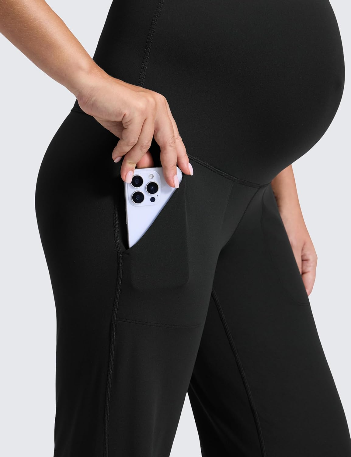 CRZ YOGA Women Butterluxe Maternity Wide Leg Pants Flare Leggings with Pockets 31.5" - over the Belly Workout Yoga Pregnancy image number 6