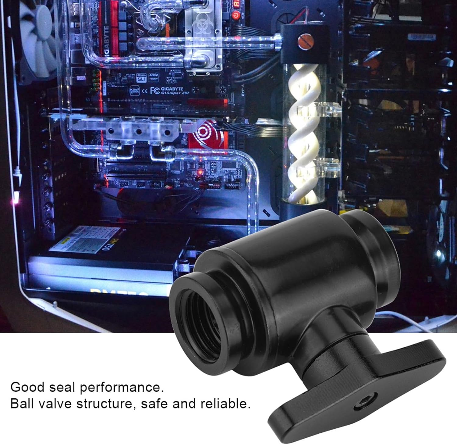 Eosnow Brass Plated G1/4 Female Water Ball Valve with Handle Raccord G1/4 Watercooling with Handle, High Tight Sealing, Precise Thread for Computer Water Cooling System Water Cooling Systems image number 1