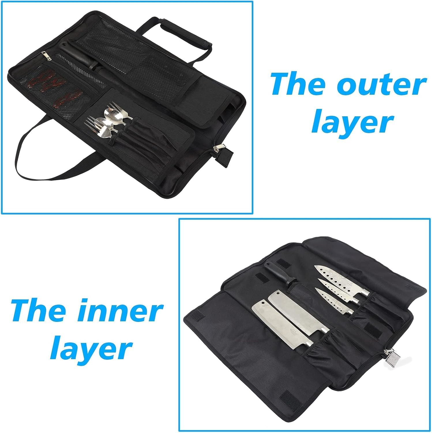 Knife Roll,Chef Knife Bag,13 Slots Knife Bags for Chefs Knife Roll Bag,Chef Bag for Knives and Kitchen Utensils,Heavy Duty Knife Case,Knife Holder Carrying Case Gifts for Men Dad Husband Boyfriend Him image number 3