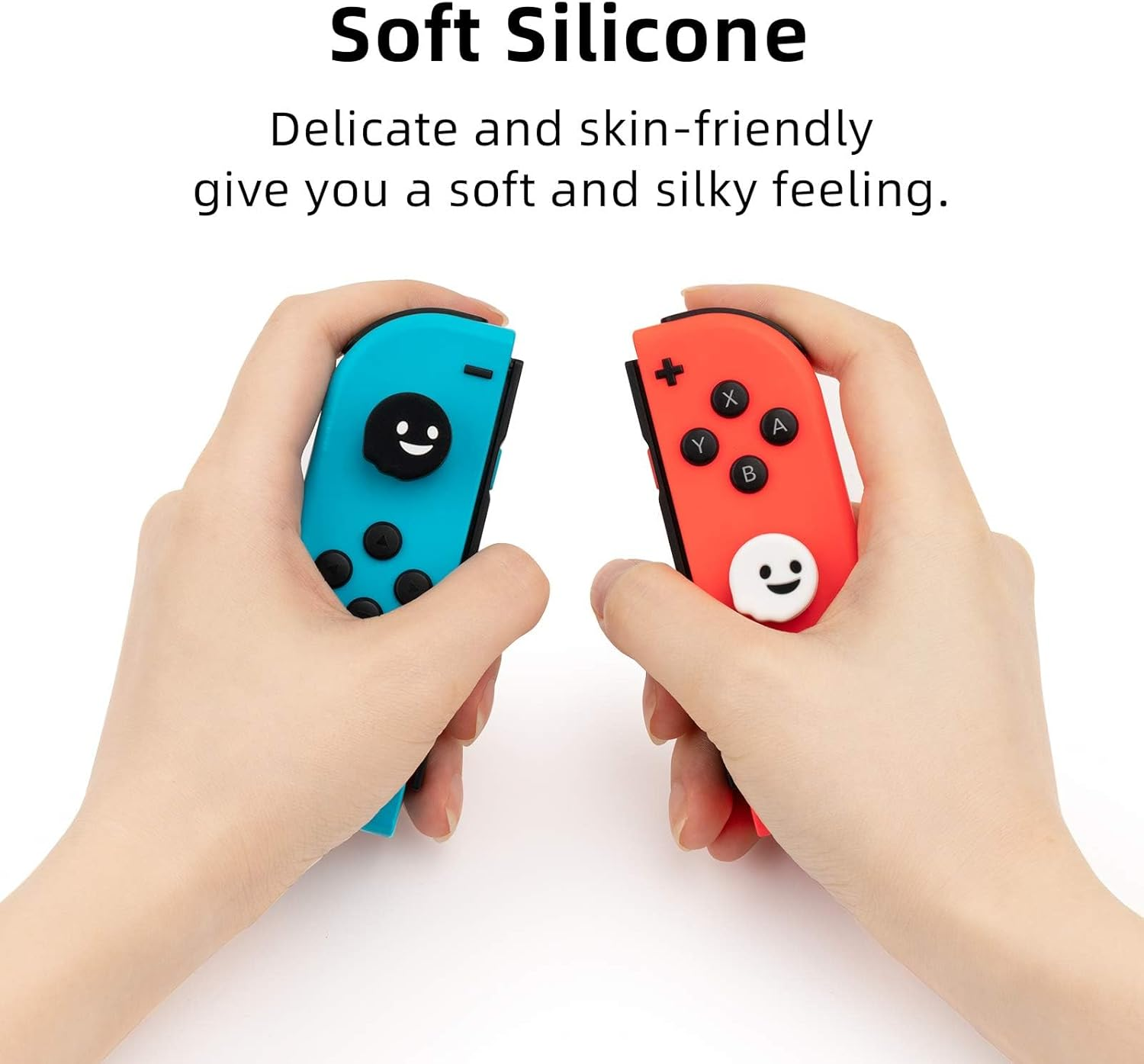 Geekshare 4PCS Cute Ghost Thumb Grip Caps, Soft Silicone Joystick Cover Compatible with Switch/Oled/Switch Lite - Black&White image number 3