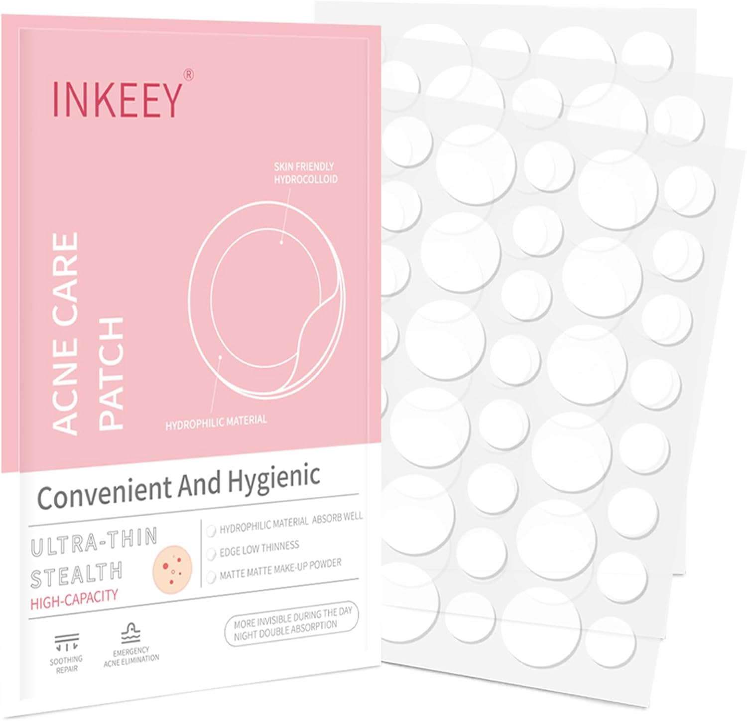 Wakouter Pimple Patches, Miracle Invisible Spot Cover, Hydrocolloid Acne for Face and Zits Absorbing Patch, for Covering Zits and Blemishes, Spot Stickers for Facial Sticker, 2 Sizes (108Count) image number 3