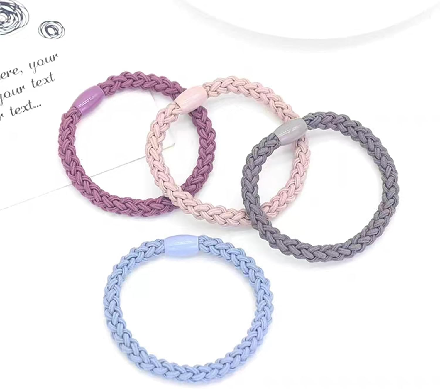 EUDUQ Pack of 24 Hair Bobbles for Girls, Multicoloured Braided Hair Scrunchies Women'S Set, Elasitc Hair Tie, Fashion Braid Elastics, Reusable Hair Bands for Thick and Curly Hair image number 5