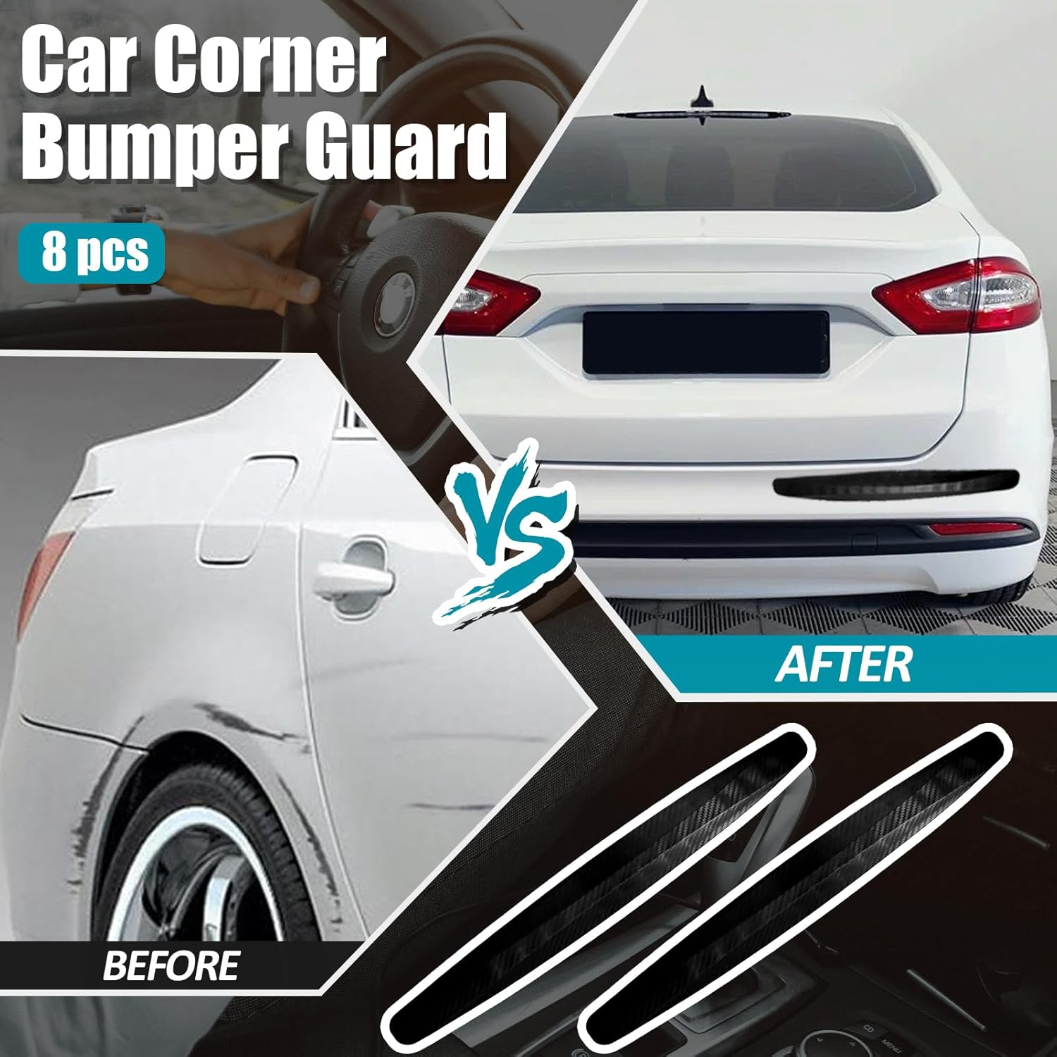 Bokwin 2-Packs Black Anti-Collision Patch Bumper Guard Strip Anti-Scratch Bumper Protector Trim Universal for Cars SUV Pickup Truck image number 5