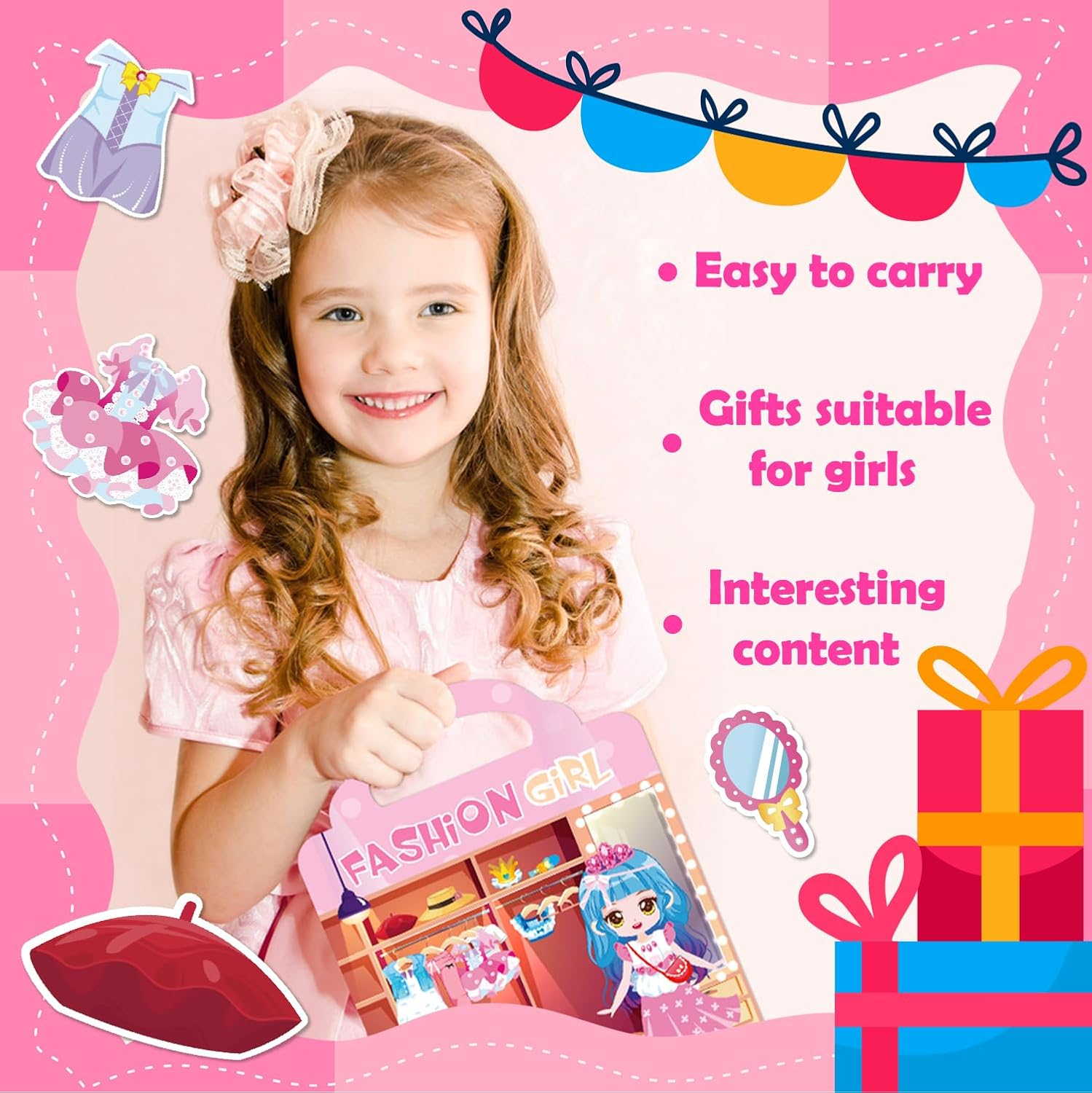 Aannanl Dress up Sticker Books for Girls Ages 2-4 4-8,Puffy Sticker Activity Books Set: Fairies, Princess Castle,Pet,Play House, Dress-Up,Mermaid,Suitable for Girls' Birthday Gifts image number 1