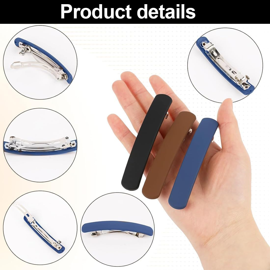 Pack of 6 Hair Clips, French Hair Clips, Women'S Thin Hair, Vintage Hair Clips, Automatic Large Classic Hair Clips for Fine and Medium Thick Hair