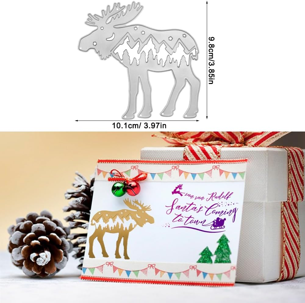 AFUNTA Cutting Dies for Card Making, Polar Bear Elk Christmas Metal Cutting Dies Wolf Penguins Card Making Accessories DIY Cutting Dies for Scrapbooking 4 Pieces image number 3
