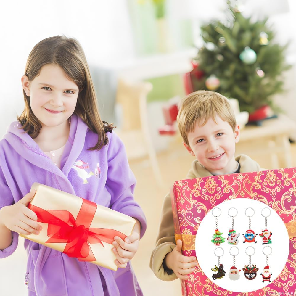 20 Pcs Colorful Keyring for Kids Teens,Christmas Theme Keychains for Backpacks Bags,Cute Keychain for Girls Boys Women Adult Party Supplies Birthday Gifts image number 2