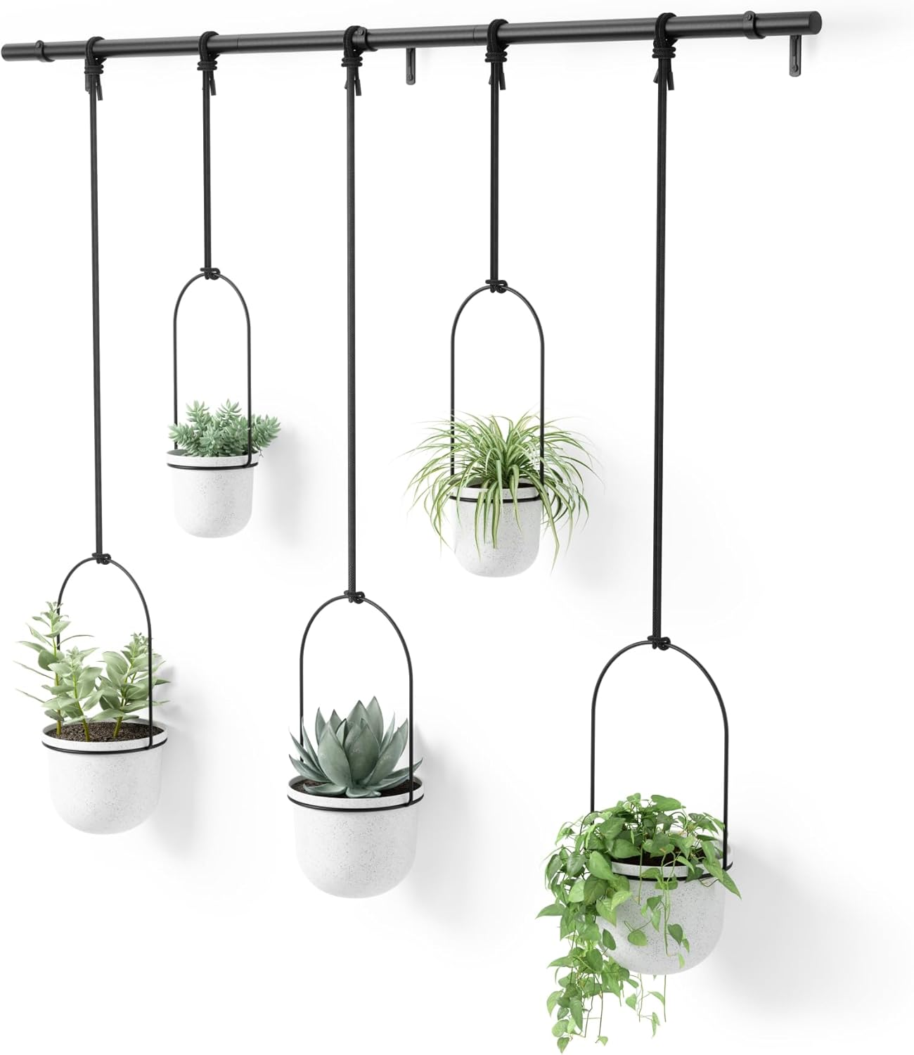 Umbra Triflora Hanging Planter 5-Pieces, Large, White/Brass