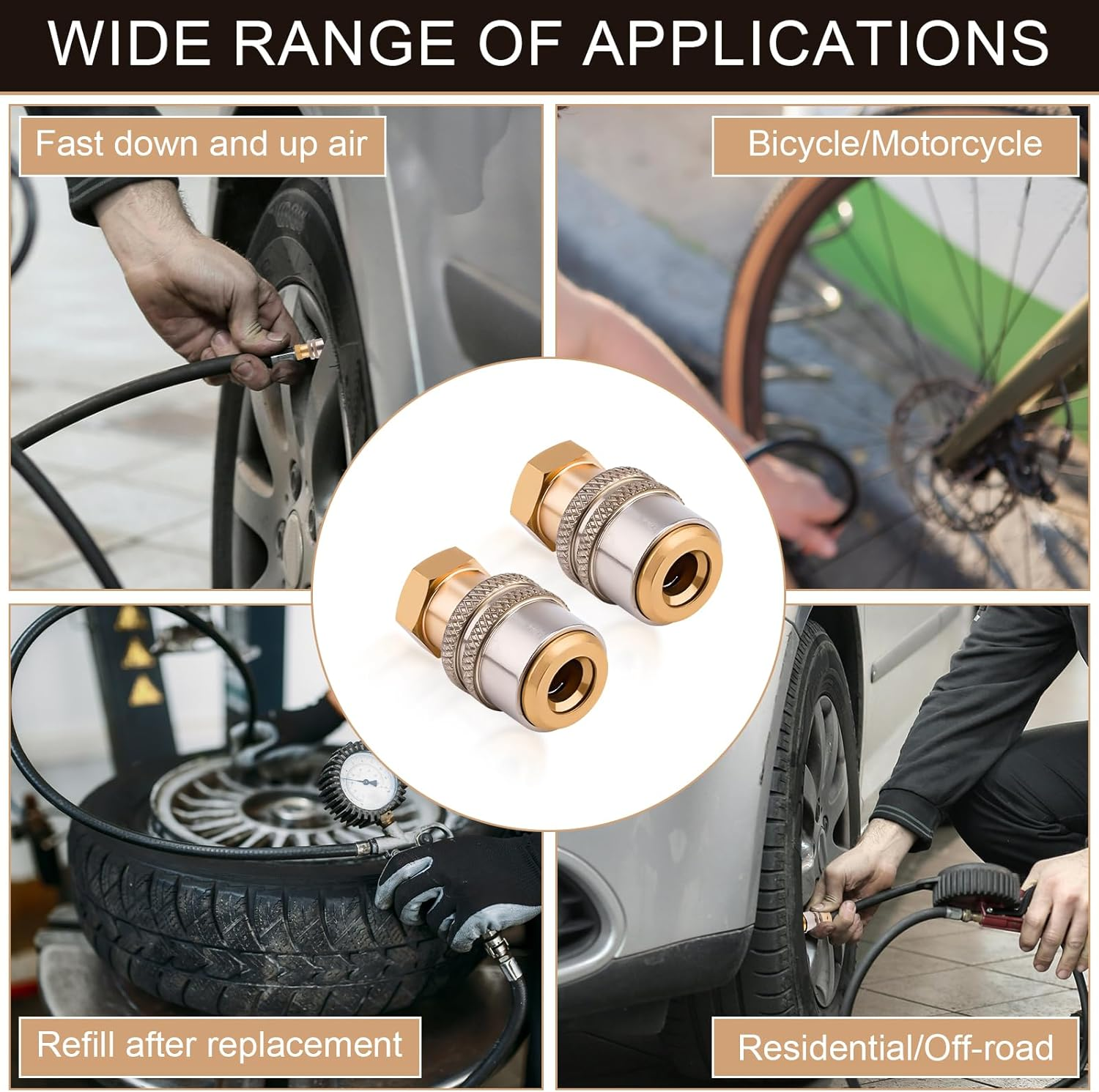 NQEUEPN 2Pcs Lock on Air Chuck, 1/4 FNPT Locking Tire Inflator Chuck anti Leakage Tire Air Chuck Heavy Duty Closed Flow Brass Tire Chuck Tire Inflator Connector for Air Compressor image number 6