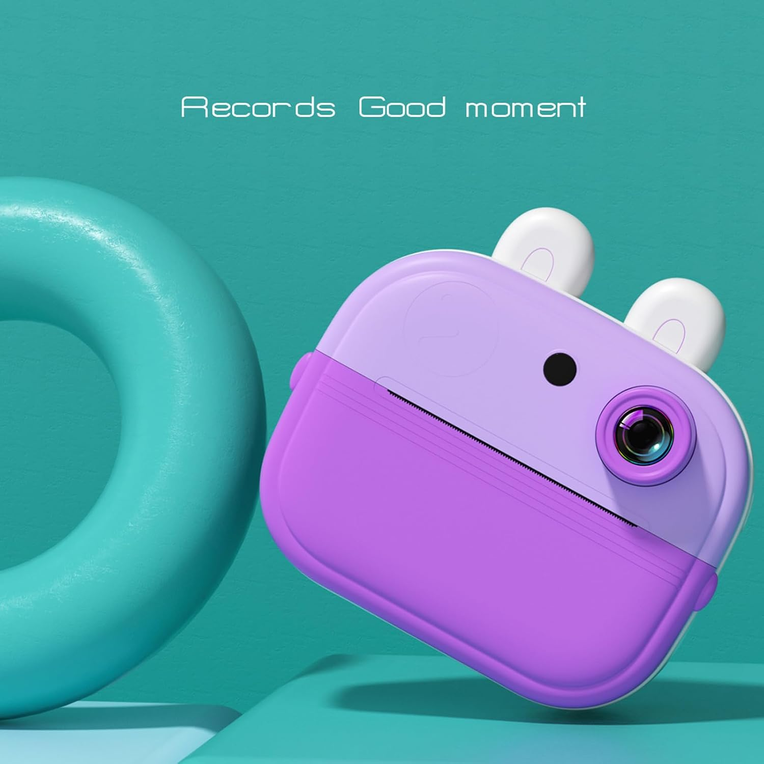 Xinyee Kids Camera Instant Thermal Printer 2.0 Inch Screen Photo Printer 48MP Rear Camera Support Timer Shooting Video Recording Thermal Inkless Printing with 1 White Print Paper Toddler Learning Toy