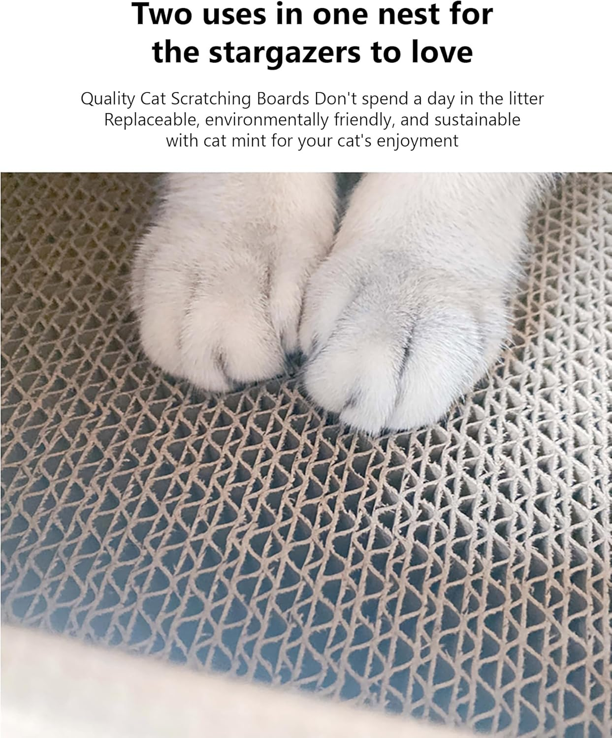 Multi-Functional Japanese-Style Pet Cat Villa Scratcher Claw Grinder Paper House (White Wall Yellow Door White Curtain) image number 3