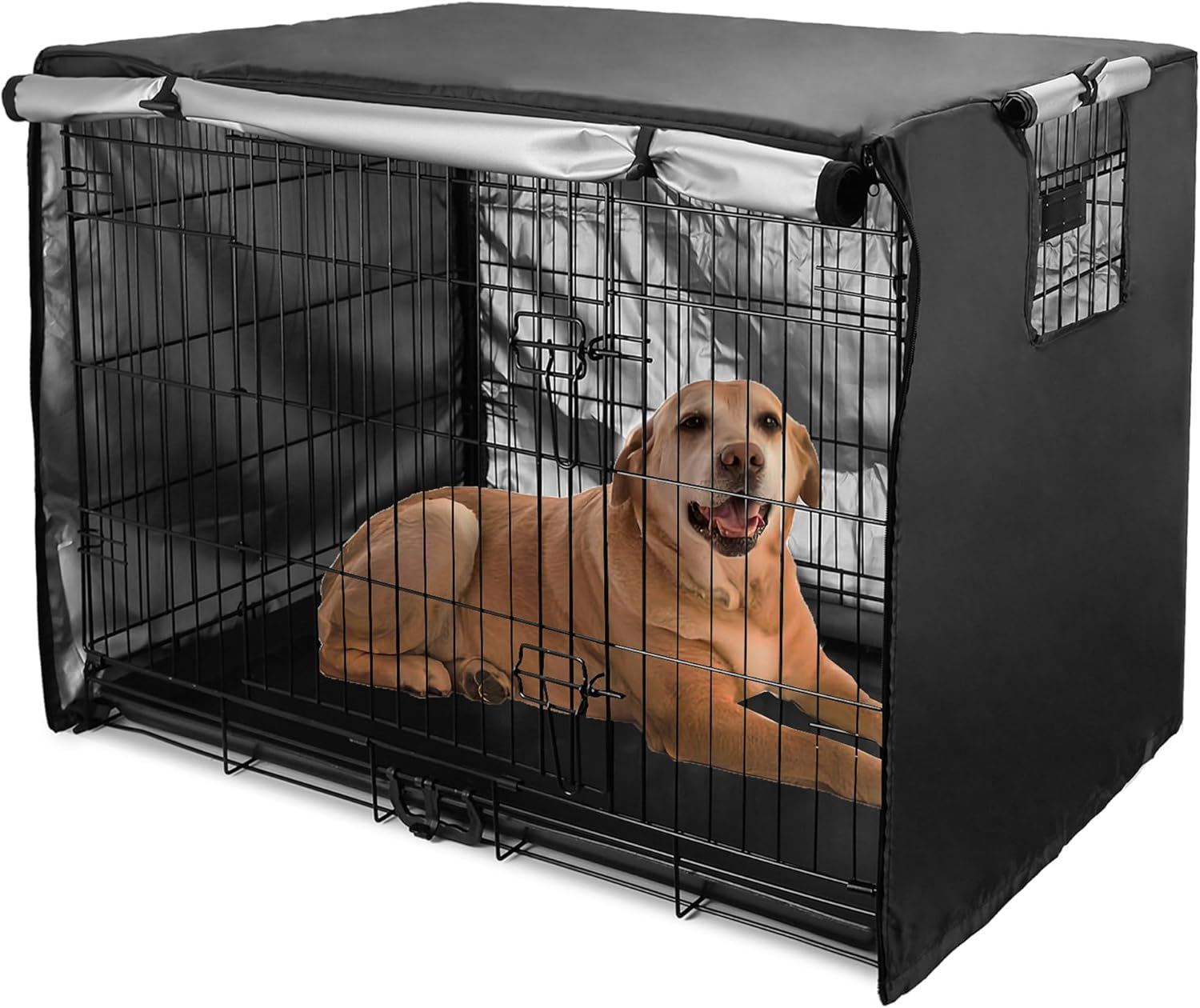 Dog Crate Cover 36 Inch - Double Door, Waterproof Dog Kennel Cover with Air Vent Window, for Indoor/Outdoor Most Wire Dog Crate image number 6