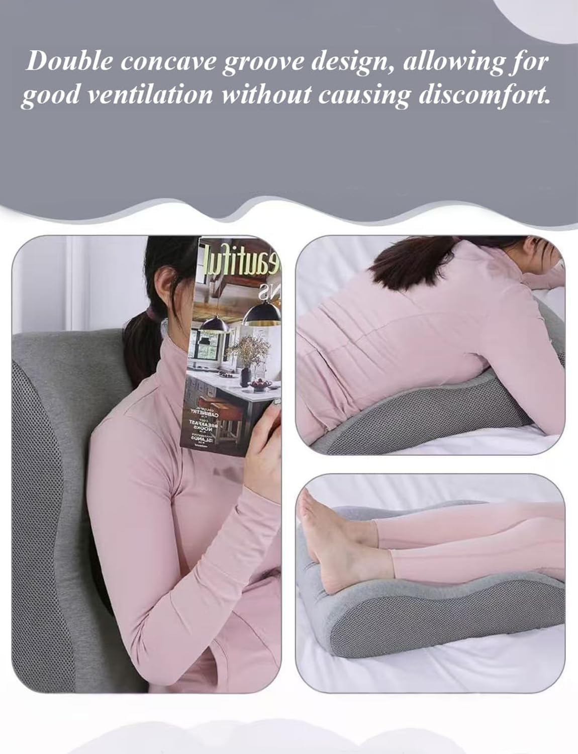 Memory Foam Leg Pillows for Sleeping,Back M Shape Curve, Ergonomic Design, Removable Cover, Breathable Fabric, with Proper Elevation, for Comfortable Posture