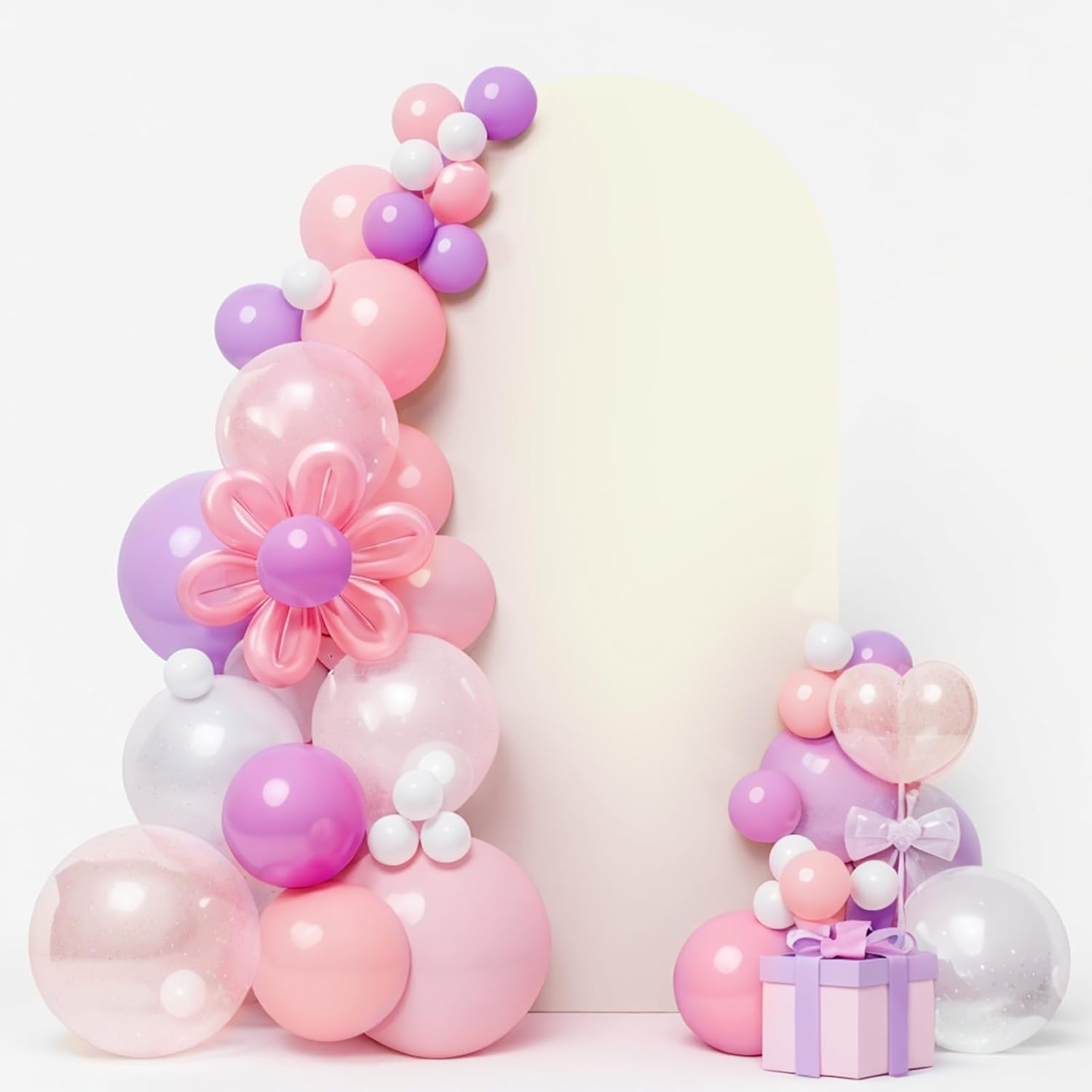 LEBENGURU Set of 2 Upgraded Wedding Arch, 6.6FT & 7.2FT Purple Spandex Fitted Arch Backdrop, round Top Chiara Stand Covers for Birthday Party, Baby Shower, Banquet & Balloon D&eacute;cor