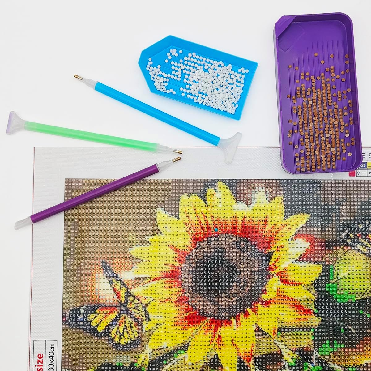 AFUNTA 52 PCS Colourful Diamond Paintings Accessories, 9 Diamond Art Pens, 13 Diamond Art Trays, 30 Diamond Art Wax image number 6