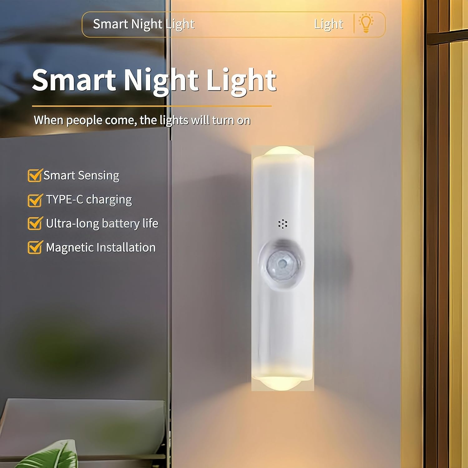 Dimmable Night Lights, Rotatable Rechargeable LED Night Light, Dusk to Dawn Sensor, Adjustable Brightness (Warm White-Cylindrical-2Pack)