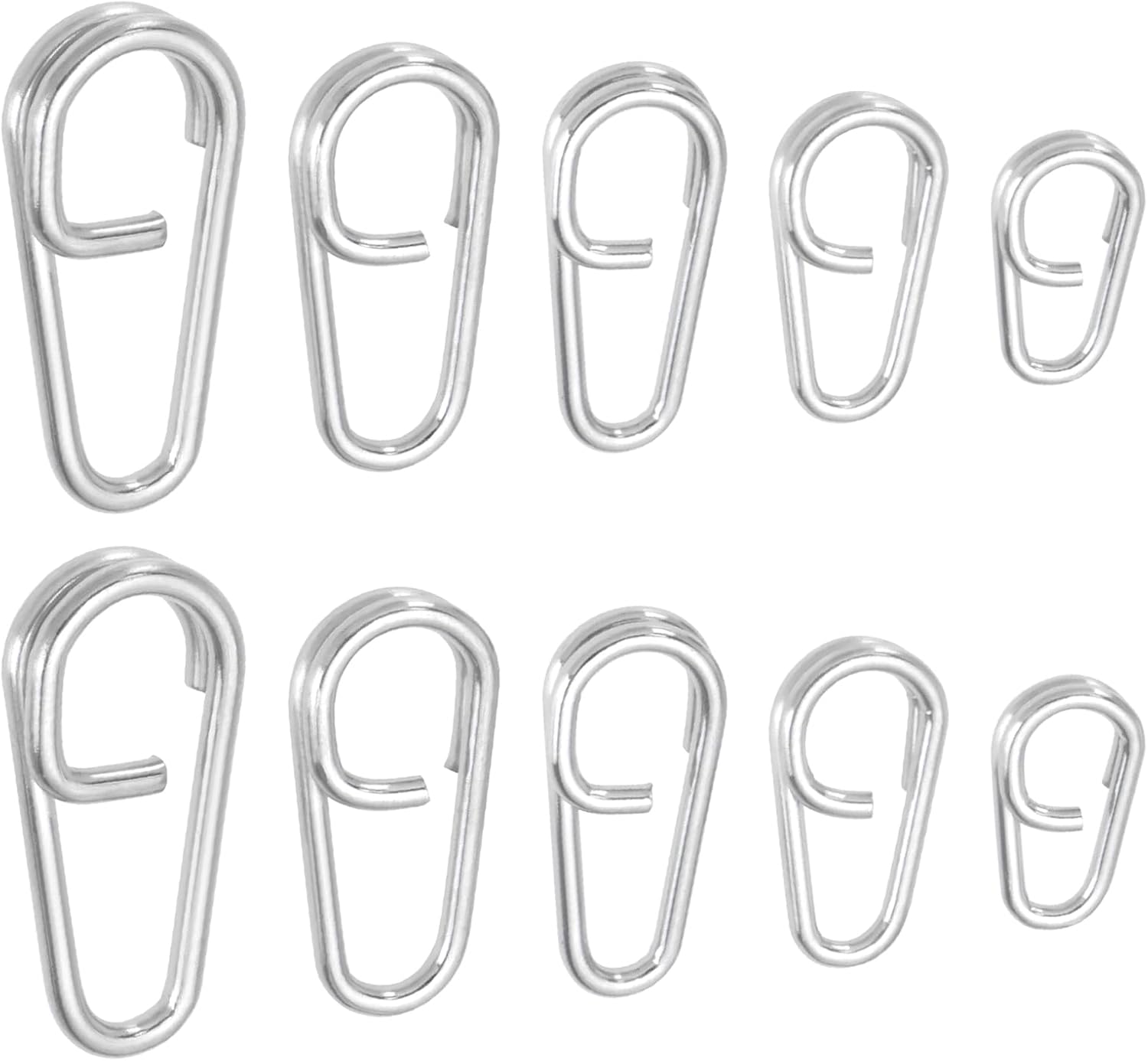 Emagtech 50Pcs Stainless Steel Split Rings Links Quick Change Fishing Clips 10Mm 13Mm 16Mm 18Mm 21Mm Lure Clips Connector Fishing Tackle for Lures Cod Mackerel image number 5