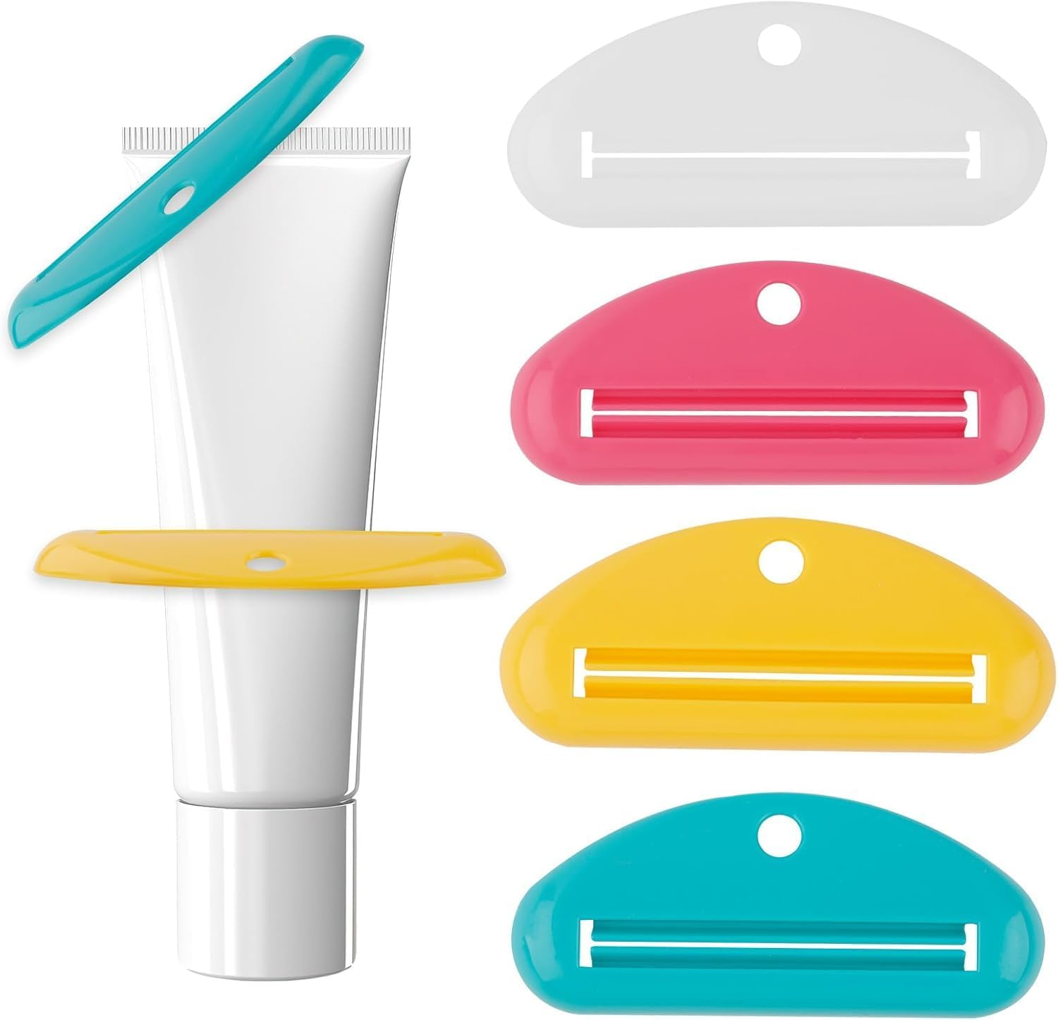 Plastic Toothpaste Tube Squeezer Roller, 4Pcs Plastic Tooth Paste Tube Squeezer Dispenser, Toothpaste Tube Squeezer Dispenser Roller for Bathroom, Color 3