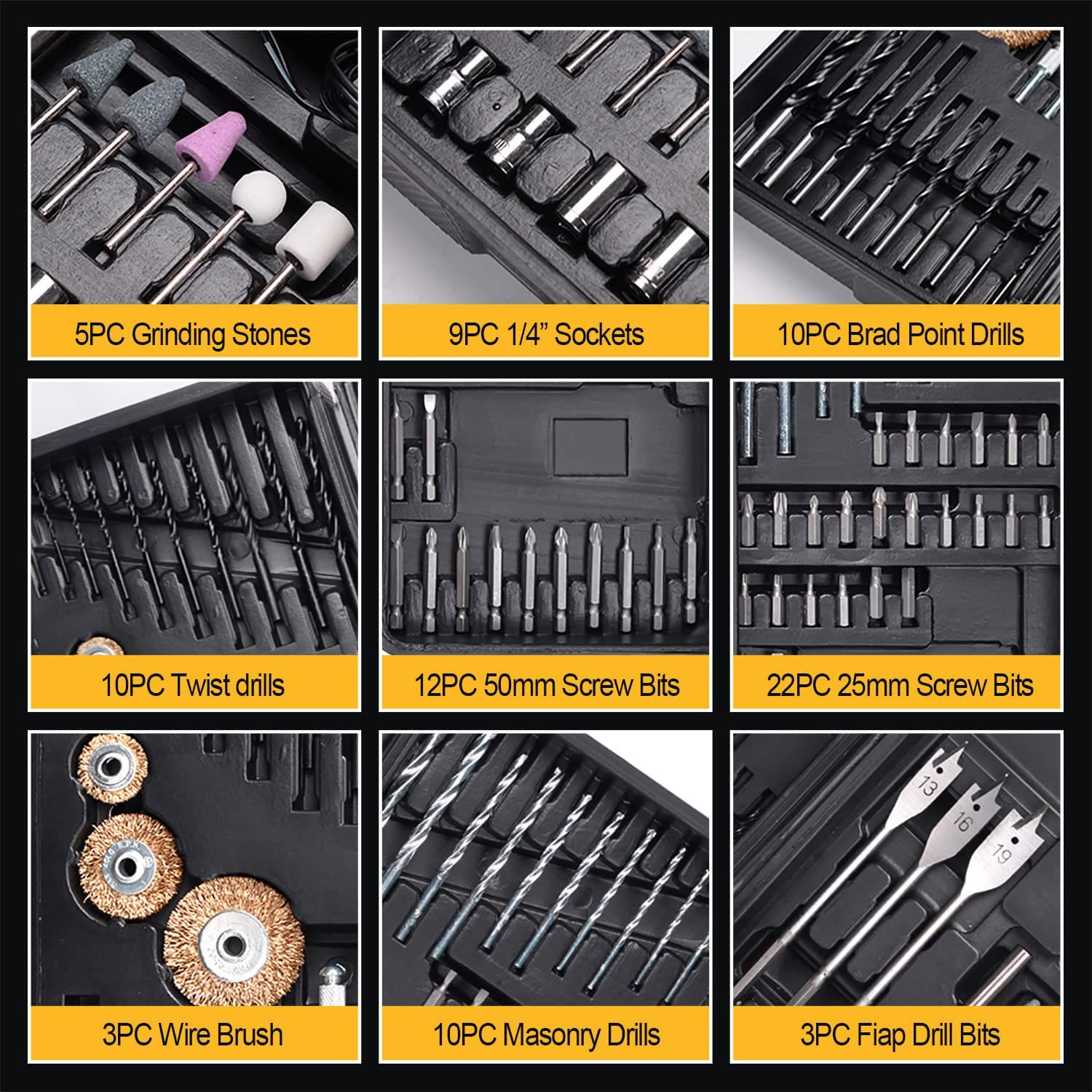 Masterspec 92 PCS Power Tool Kit 18V Cordless Hammer Drill Screw Flap Bits Sockets Set Multifunctional 18+1 Torque Variable Speed Electric Power Drill with Carrying Case image number 5