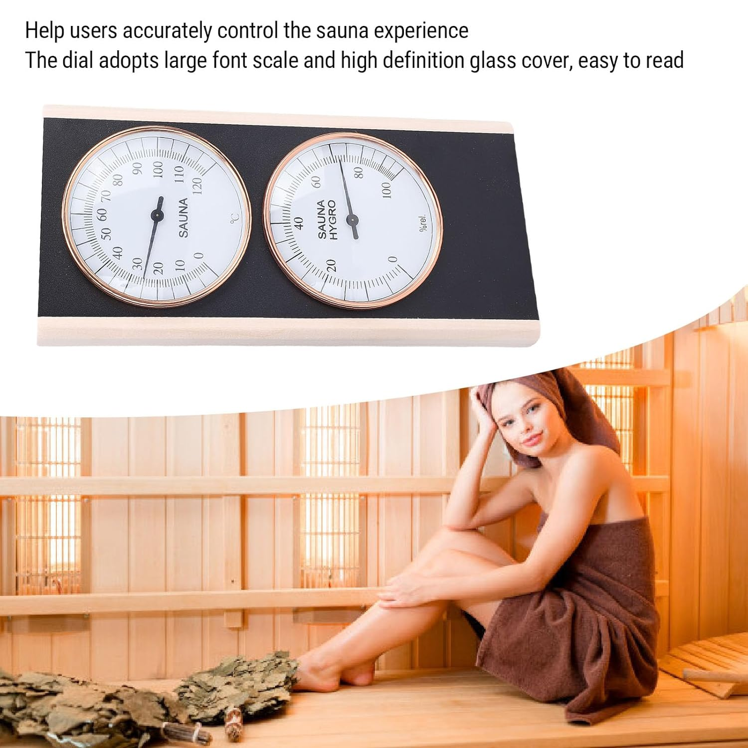 Generic Sauna Thermometer and Hygrometer, 2 in 1 Wooden Celsius Sauna Thermometer Sauna Temperature Sauna Celsius Thermometer for Spa Shower Sauna Room