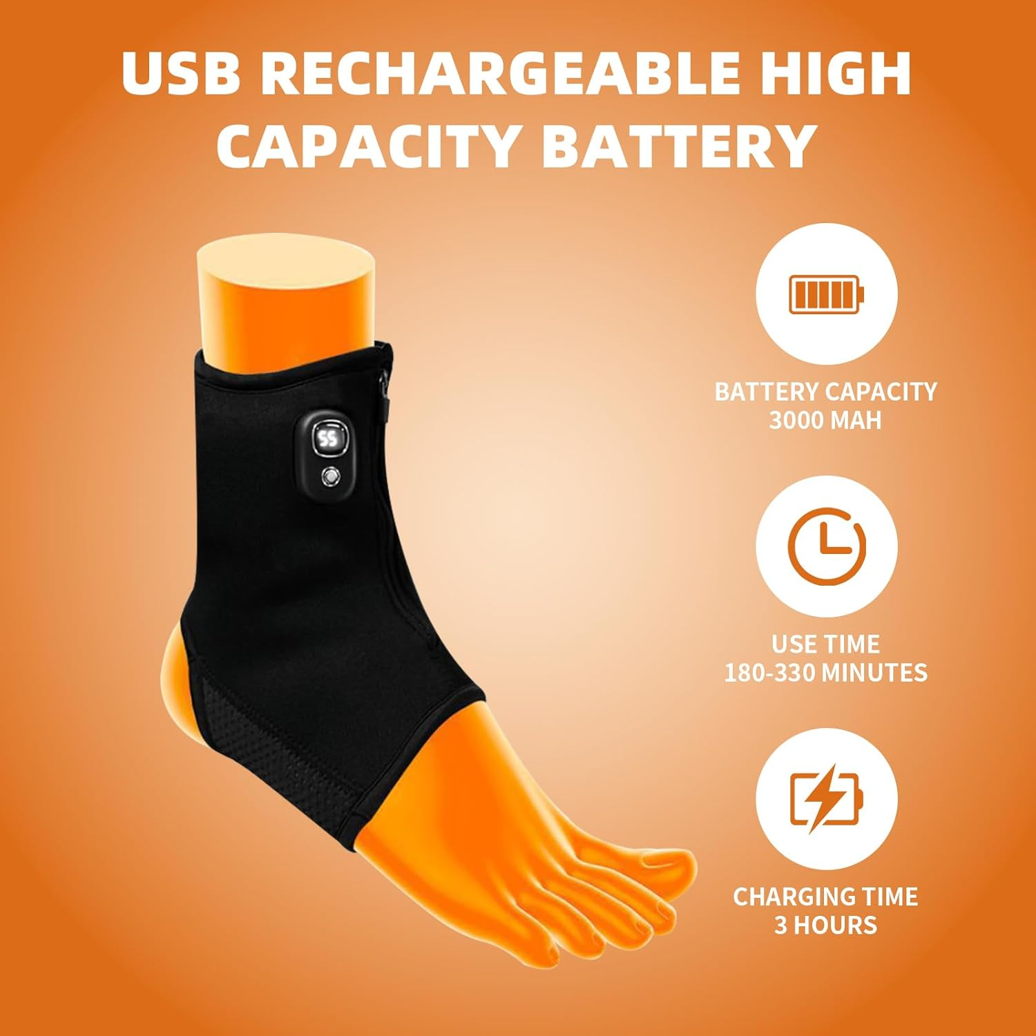 Heated Foot Warmer Five-Speed Adjustable Temperature,Heated Socks Rechargeable 3000 Mah,Ankle Warmers for Hunting, Camping, Hiking, Walking, Fishing, Cycling, Outdoor Work image number 1