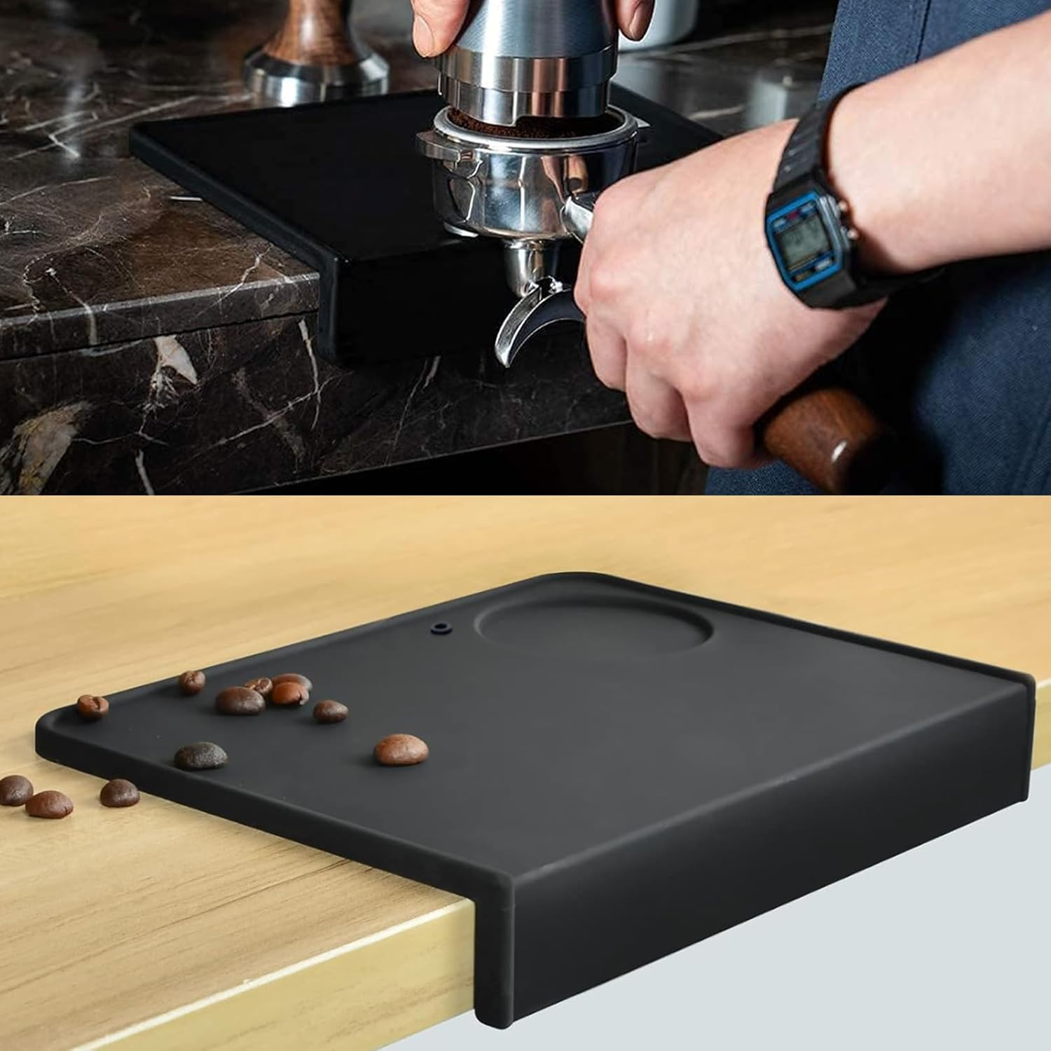 Espresso Tamping Mat,Coffee Tamper Mat 8 X 6 Inch Support Station for Portafilter Barista Accessories,Waterproof and Heat Resistant Espresso Silicone Mat for Caf&eacute;,Coffee Shop,Office,Bar Tamping Mat image number 3