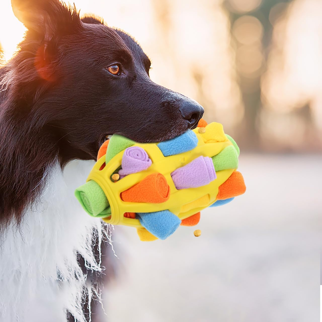 Large Dog Snuffle Ball Slow Treat Dispenser Enrichment Toys for Dogs Yellow Olive image number 4