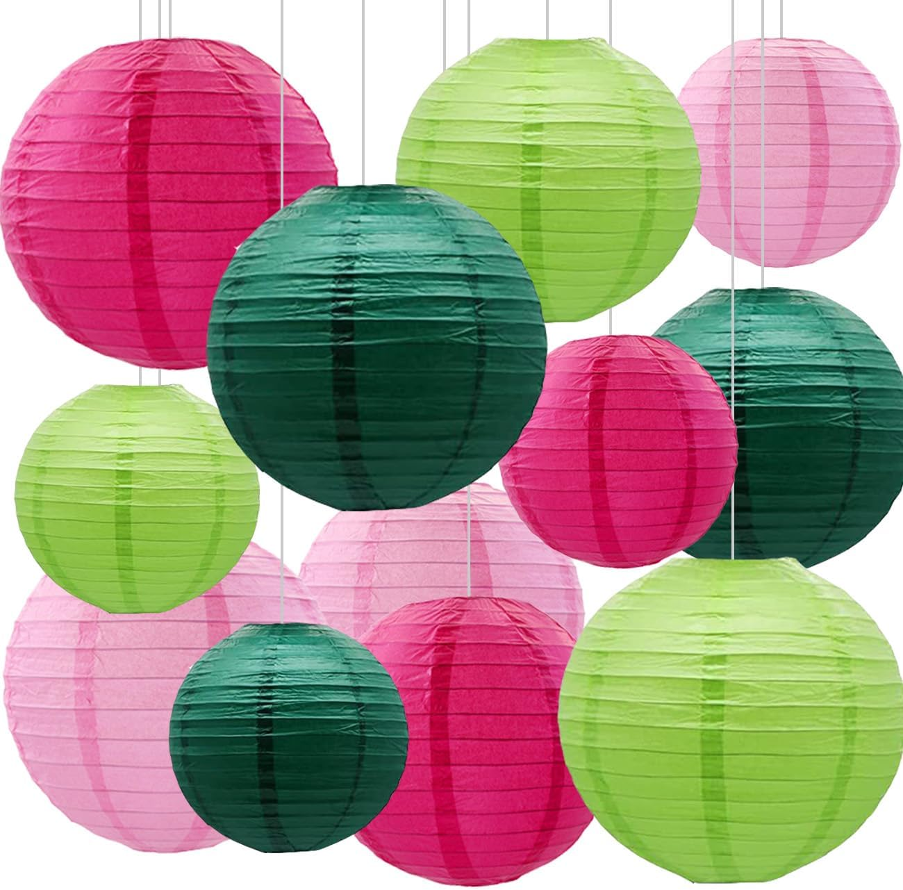 SIPRKAICT Paper Lanterns Party Decorations,12Pcs Gold Black White Hanging Paper Lantern for for Wedding Graduation Anniversary Birthday Party Decorations - Blue And Orange image number 6