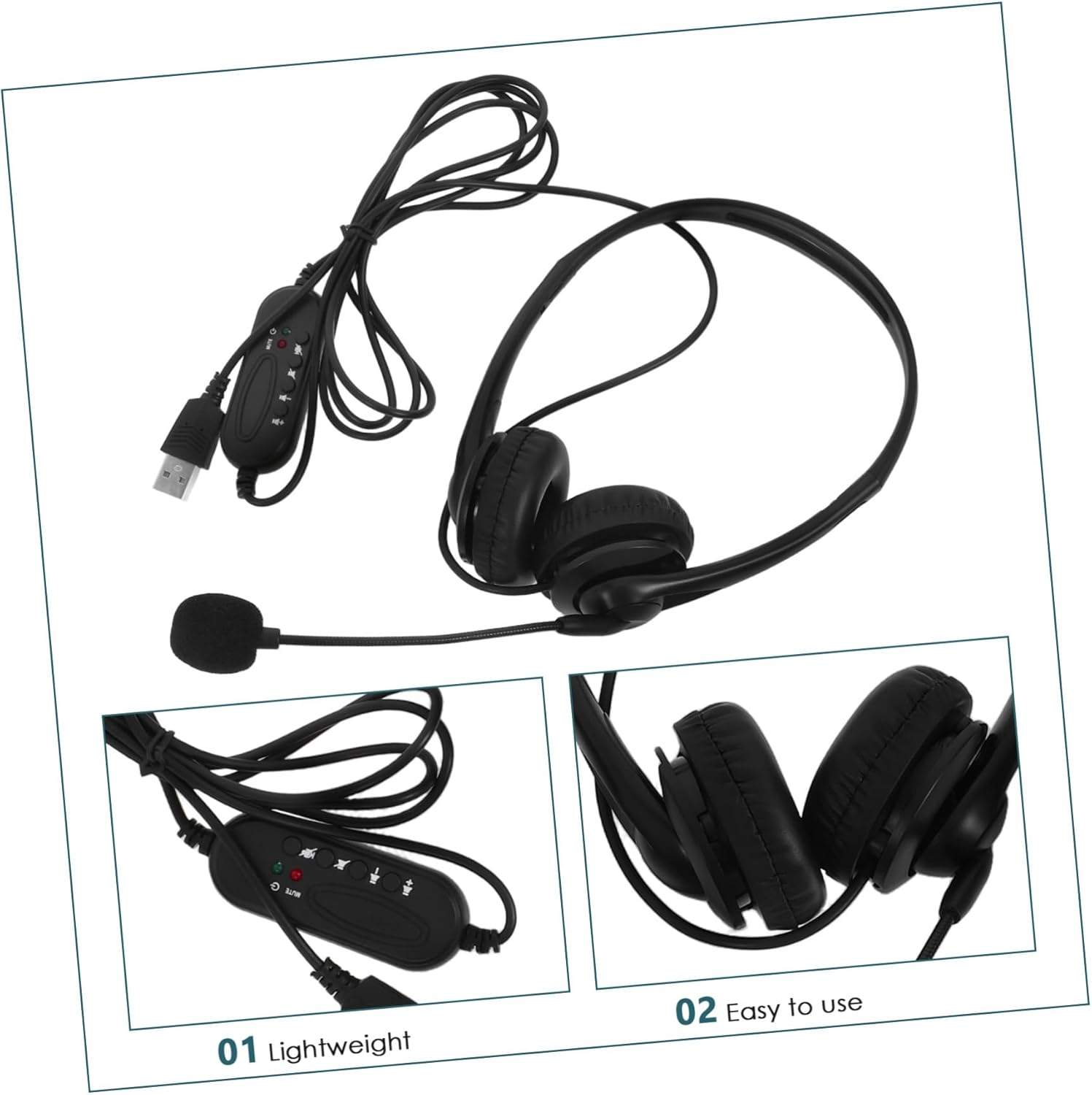 OFFIGAM Office Headphones with Microphone Comfortable Noise Cancelling USB Headset for Chat Business Online Courses Durable Lightweight Design for Conversations image number 4