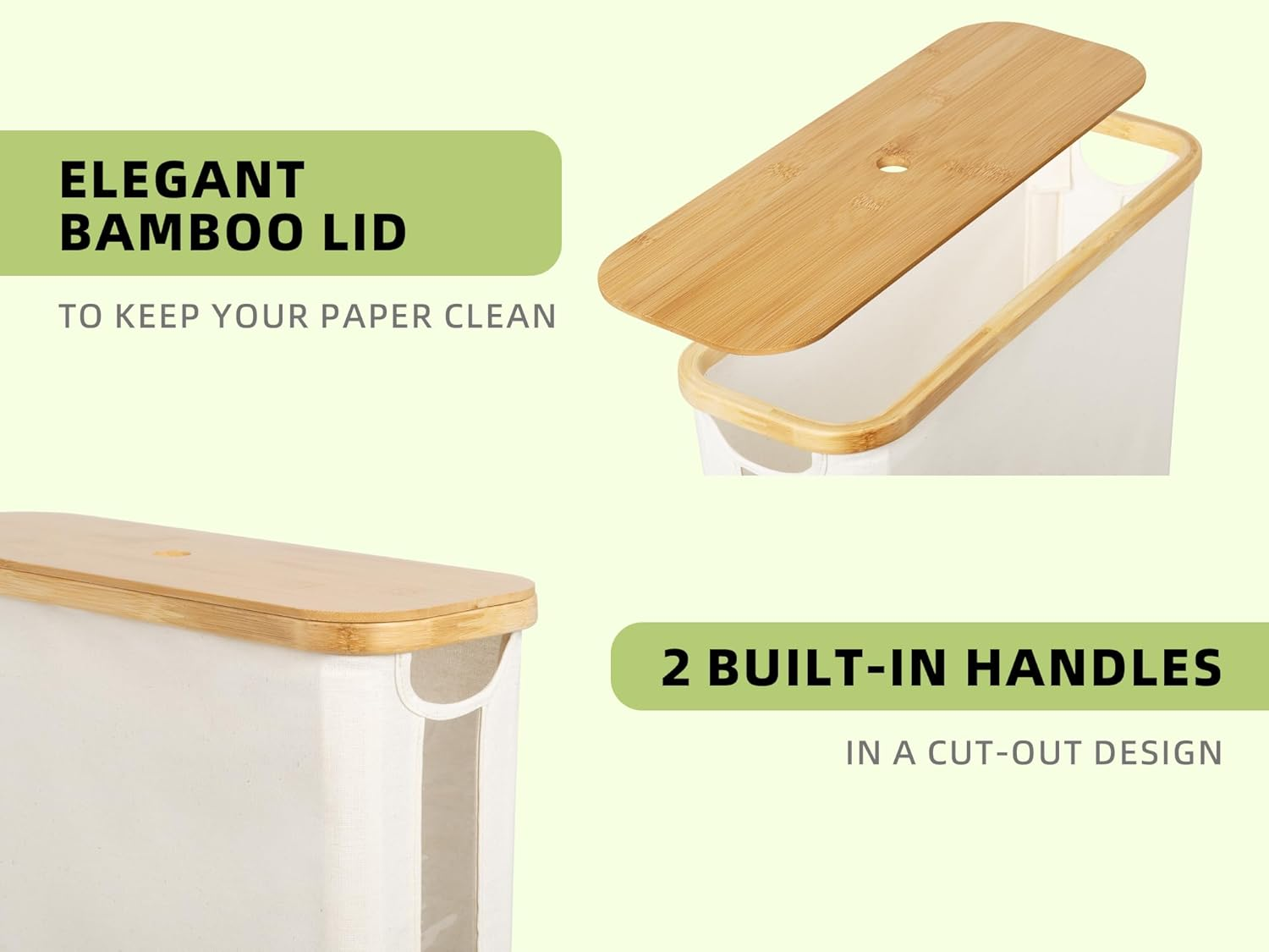 Storageworks Toilet Paper Storage Basket, Papers Container with Bamboo Lid, Medium Holder for up to 9 Mega Rolls, Organizer for Bathroom, Beige, 1 Pack - Grey image number 3