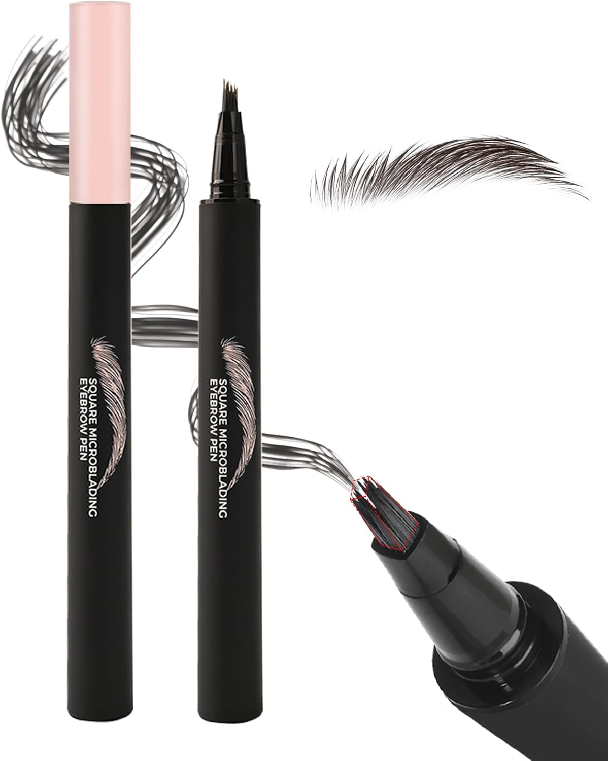 Microblading Liquid Eyebrow Pencil, Eyebrow Pencil, Waterproof, Smudgeproof, Multiple Fork Tip Hair Drawing, Precise Brush Tip, Long Lasting Formula, Women'S Makeup Lasts All Day 04 Black image number 3