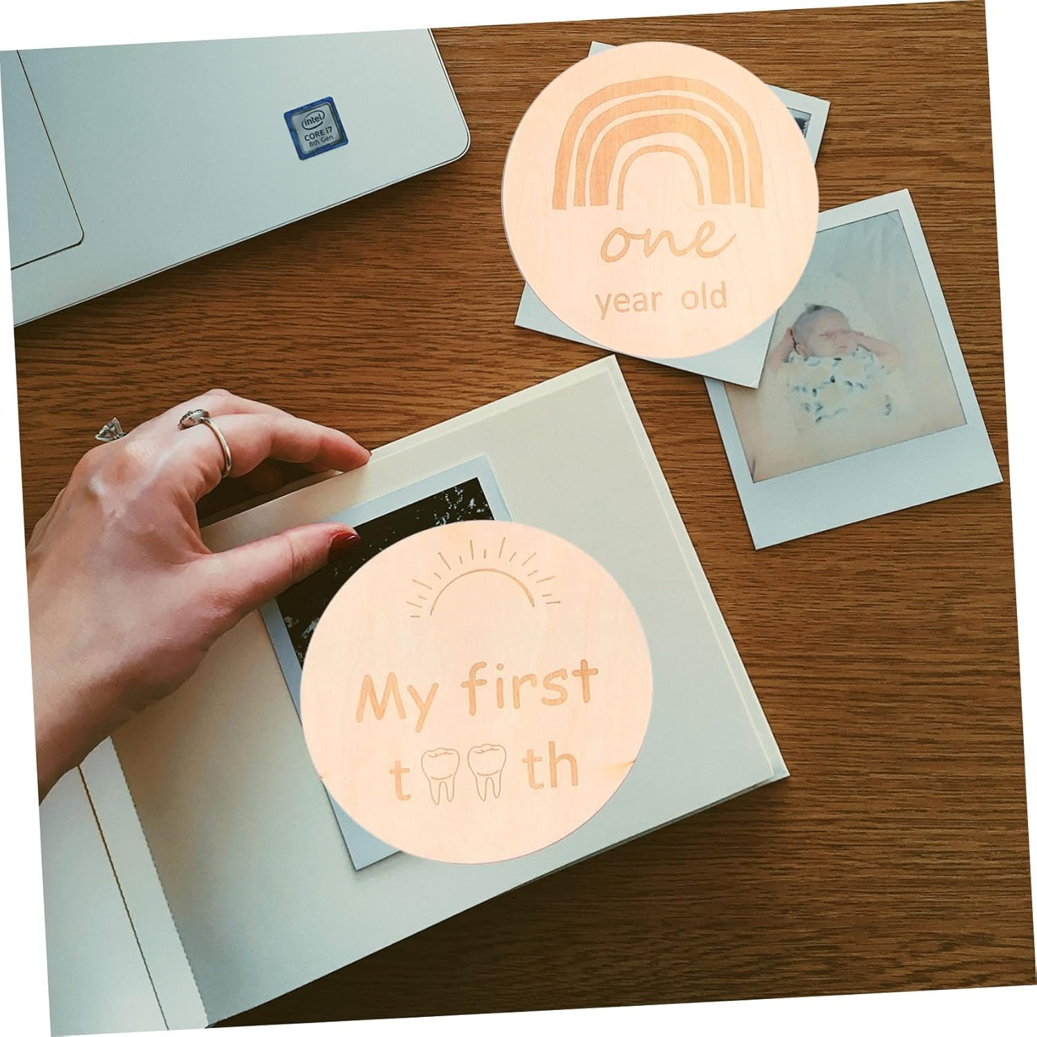 13Pcs Creative Baby Birth Month Milestone Cards for Infants, Double-Sided Rainbow Growth Record Keepsake Set, Monthly Commemorate Cards for Baby Shower and Newborn Memory image number 3