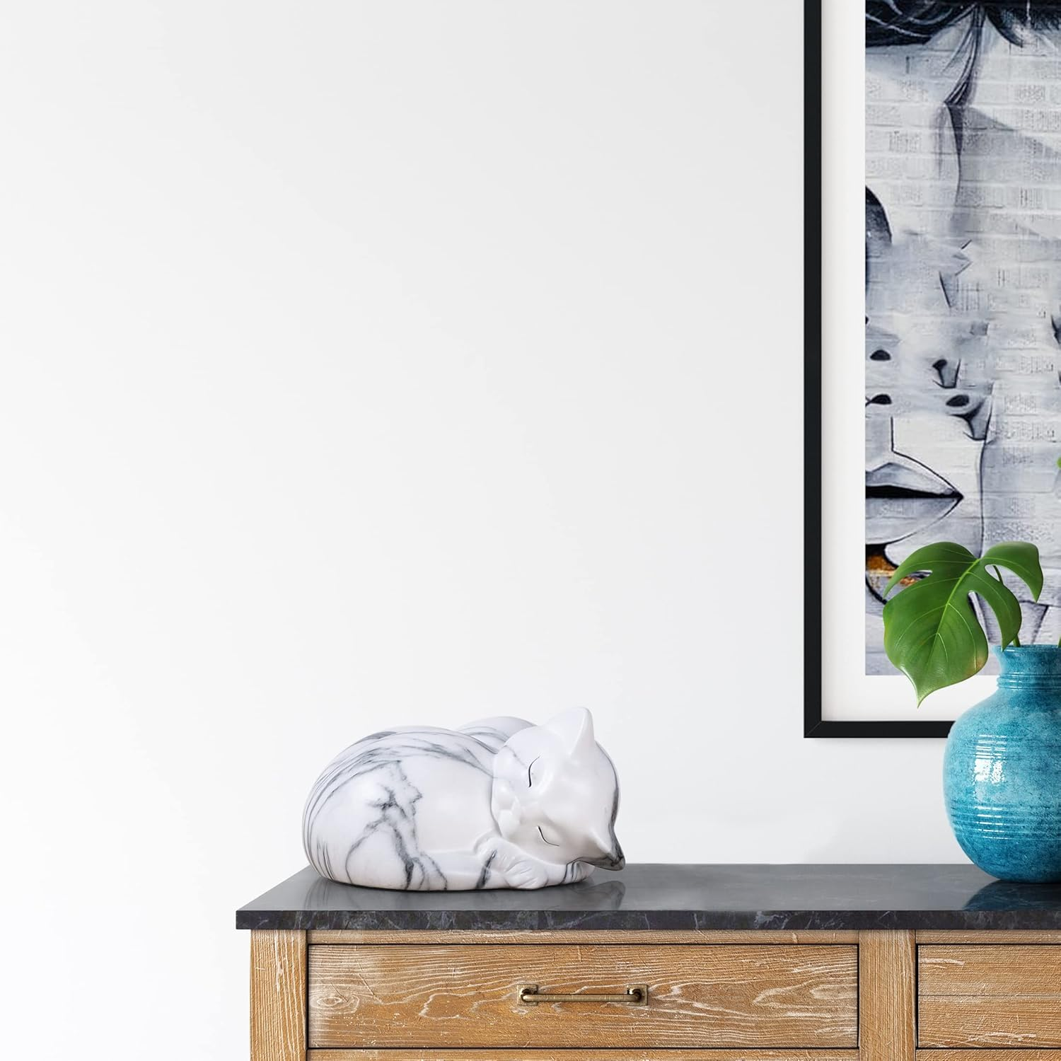 Kriss Art Pet Urns,Sleeping Resin Cremation Cat Urn, Cat Urns for Ashes, Small Animal Urn （White）&hellip; image number 2