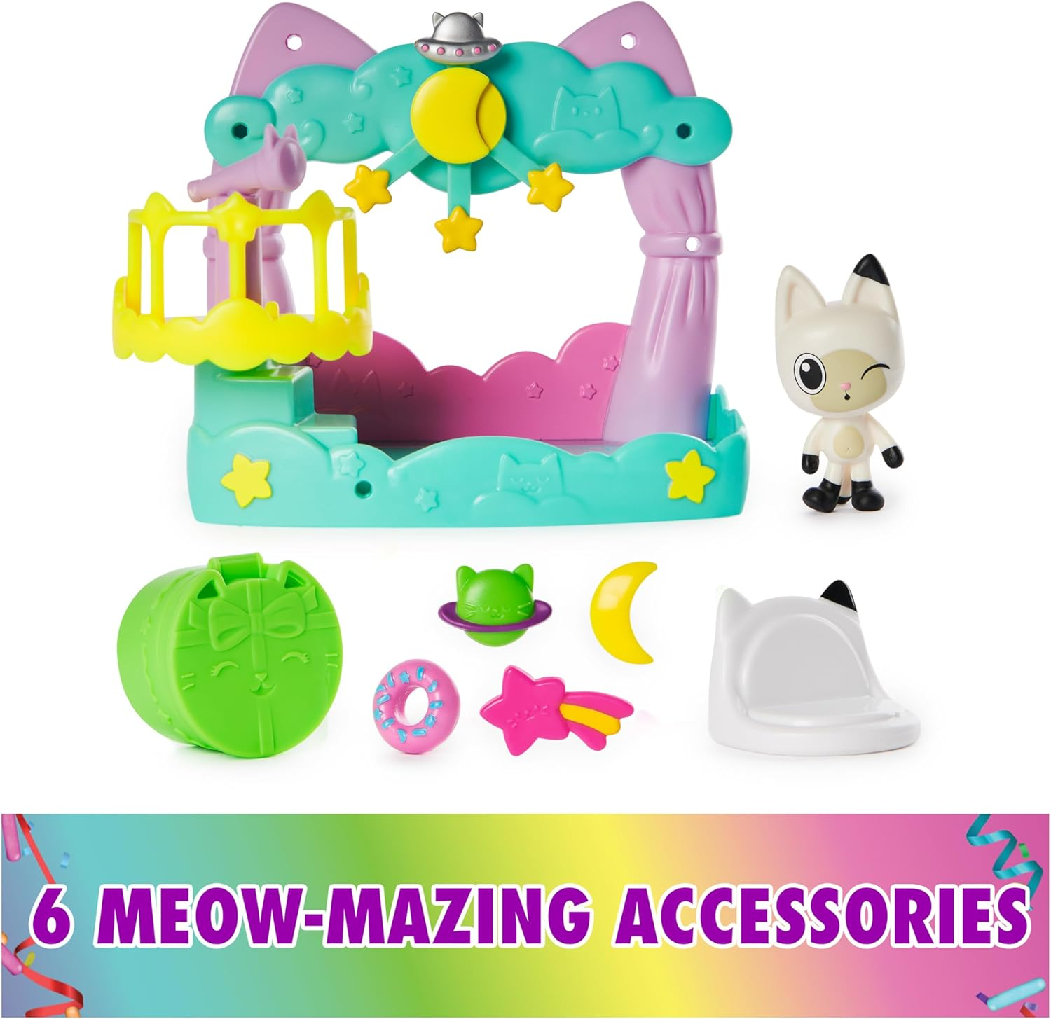 Gabby&rsquo;S Dollhouse, Pandy Paws Dreamy Balcony Playset, 8-Pieces with Toy Figures, Doll House Accessories & Sensory Play, Kids Toys for Girls & Boys 3+