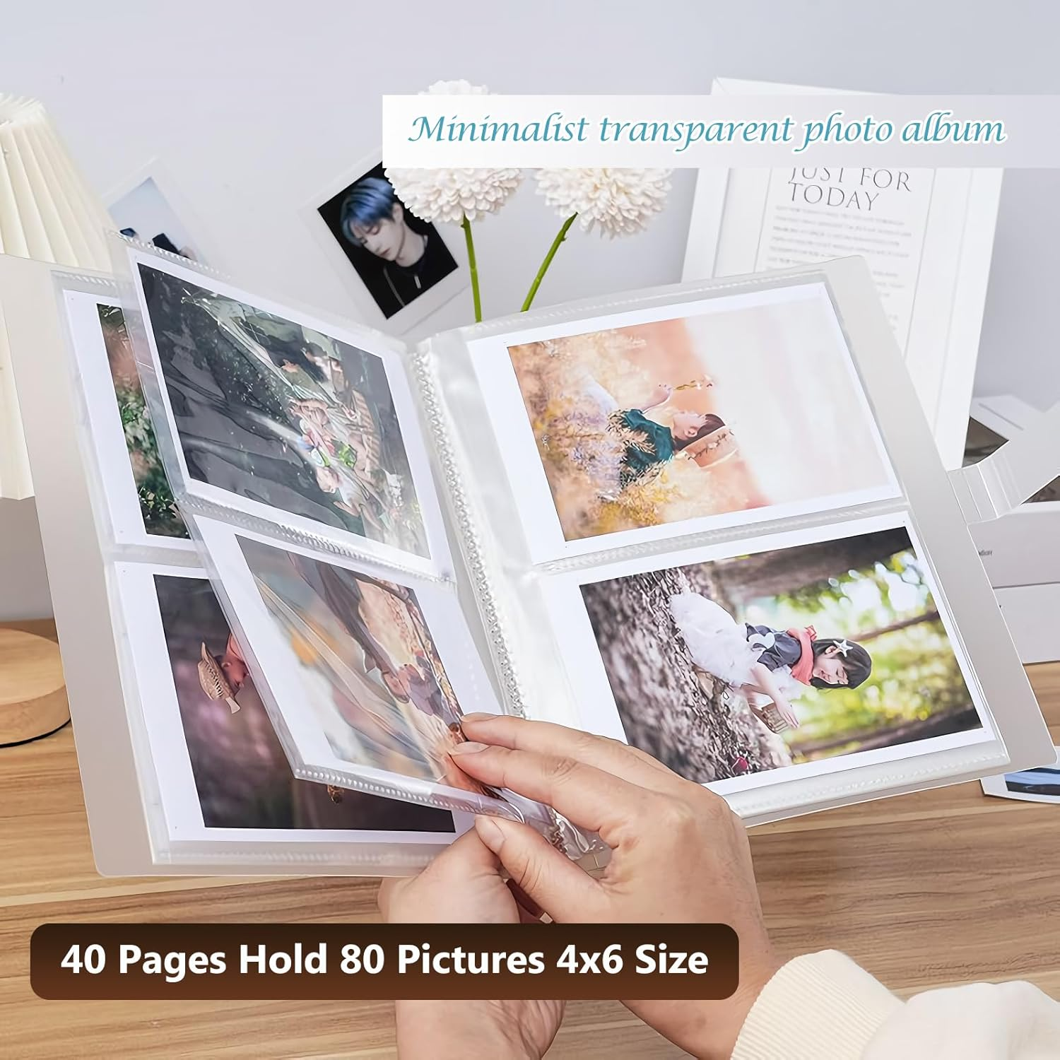 RINGSUN Photo Album, 4X6 Photo Keeper Photo Book for Family Wedding School Anniversary, Memory Album Easy to Organize and Display, 80 Pockets image number 5