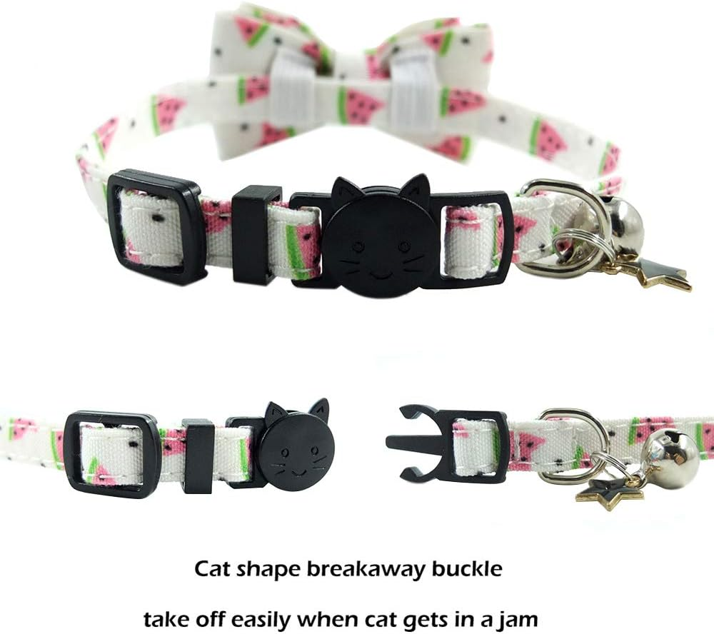 Xpangle Bowtie Cat Collars Breakaway with Bell, Adjustable Cute Kitty Collars Safety Buckle Kitten Collar for Cat Puppy 7.5-11In - 14 image number 3