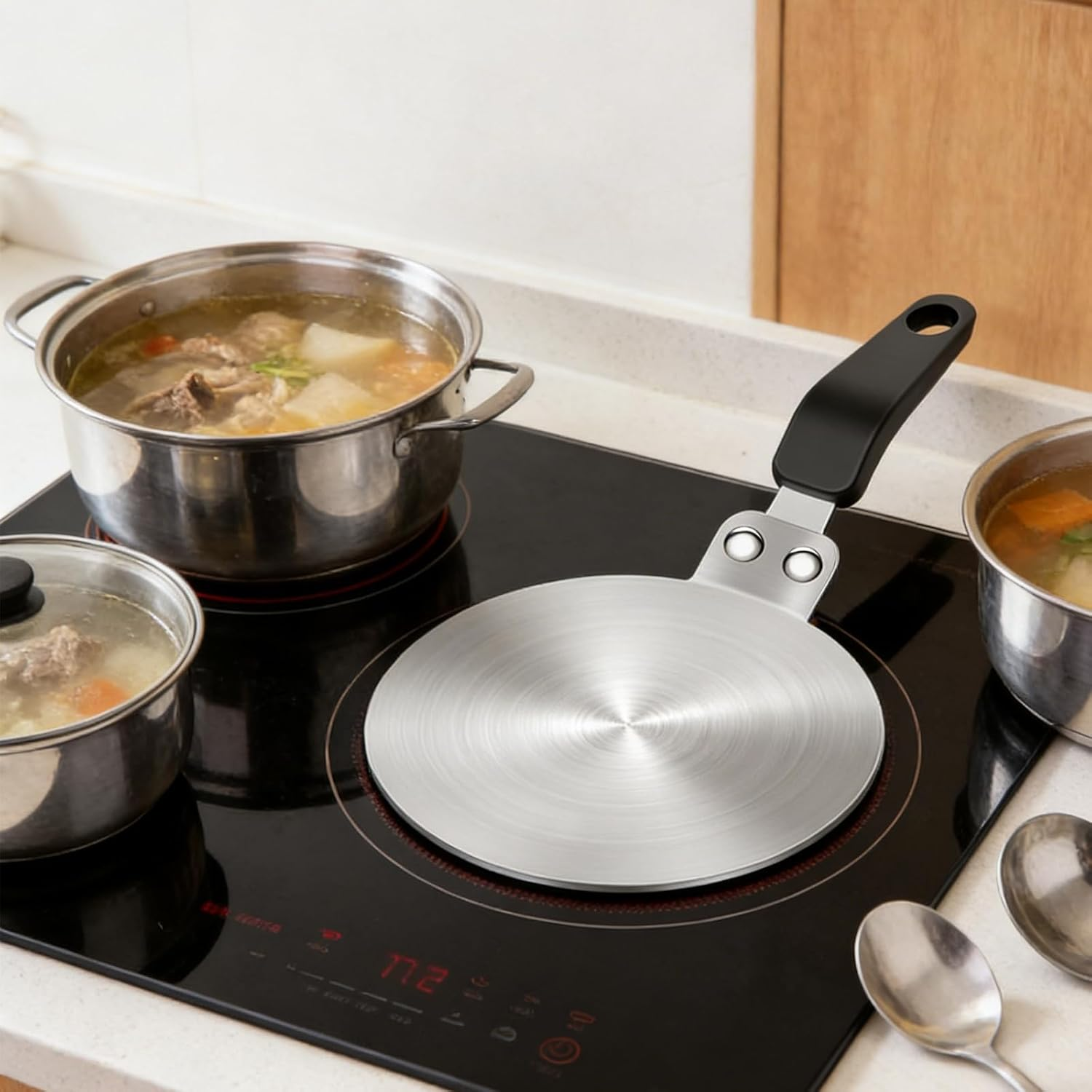 5 Inch Stainless Steel Heat Diffuser Plate - Cooktop Heat Diffuser Cooking Induction Adapter for Moka Pot & Small Cookware, Compatible with Gas & Electric Stoves image number 6