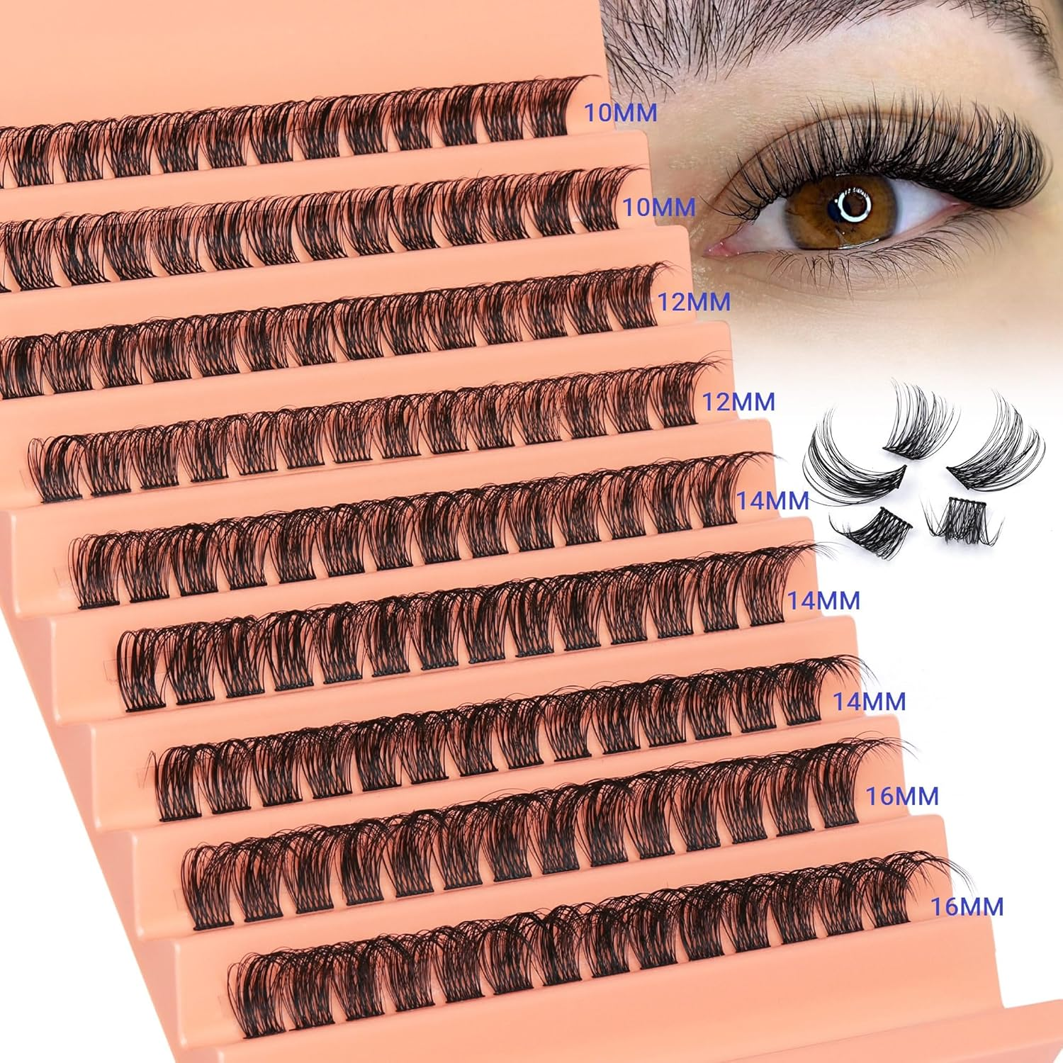 TOOCHUNAG Individual Lashes Cluster DD Curl False Eyelashes 126Pcs Natural Cluster Russian Lashes with Thin Band Light Fluffy DIY Lash Extension Natural Eyelashes image number 5