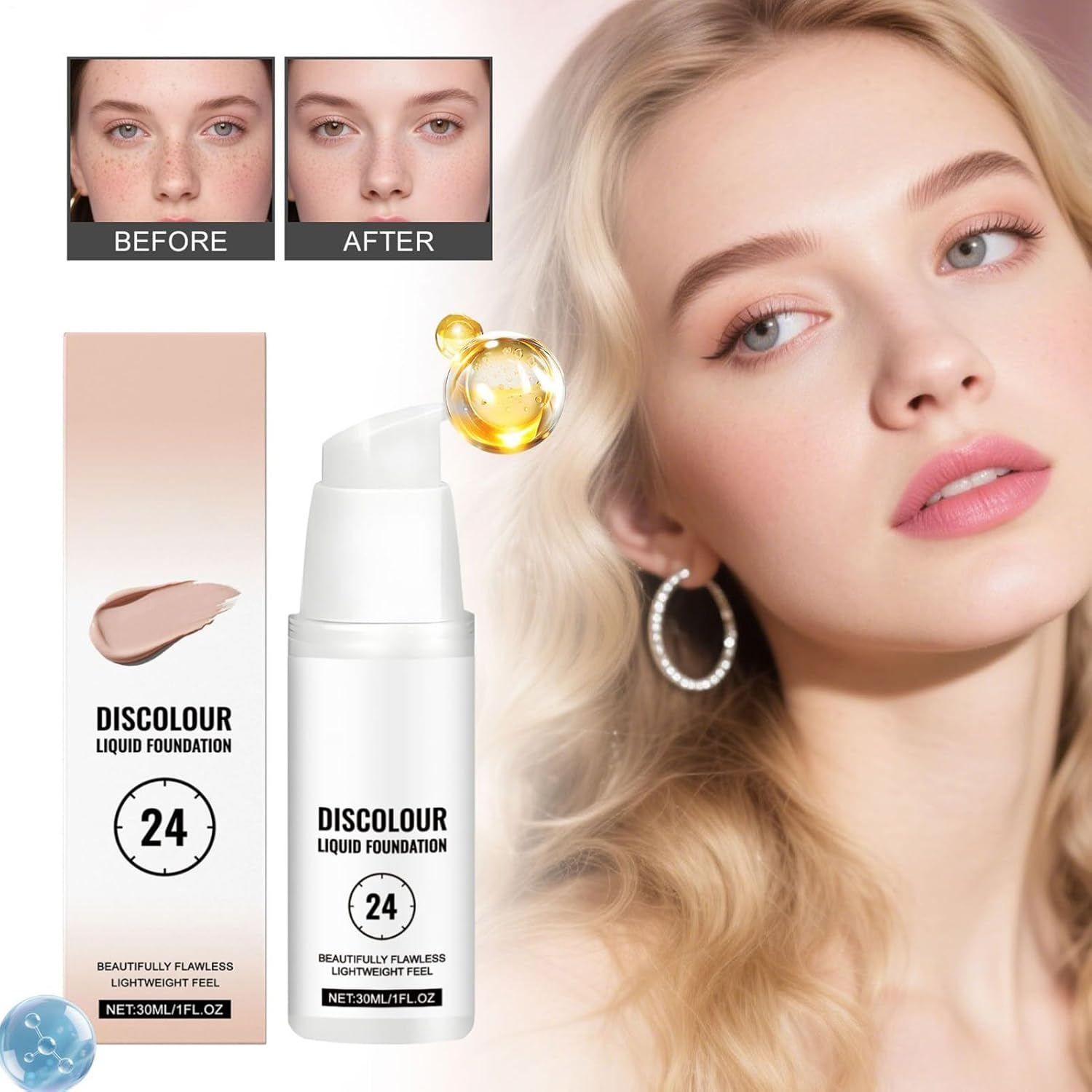 Color Adapting Foundation - Color Changing Mature Skin Foundation - Long-Lasting Moisturizing Concealer for Men Women All Skin Dating Vacation College Wedding Birthday Party image number 3